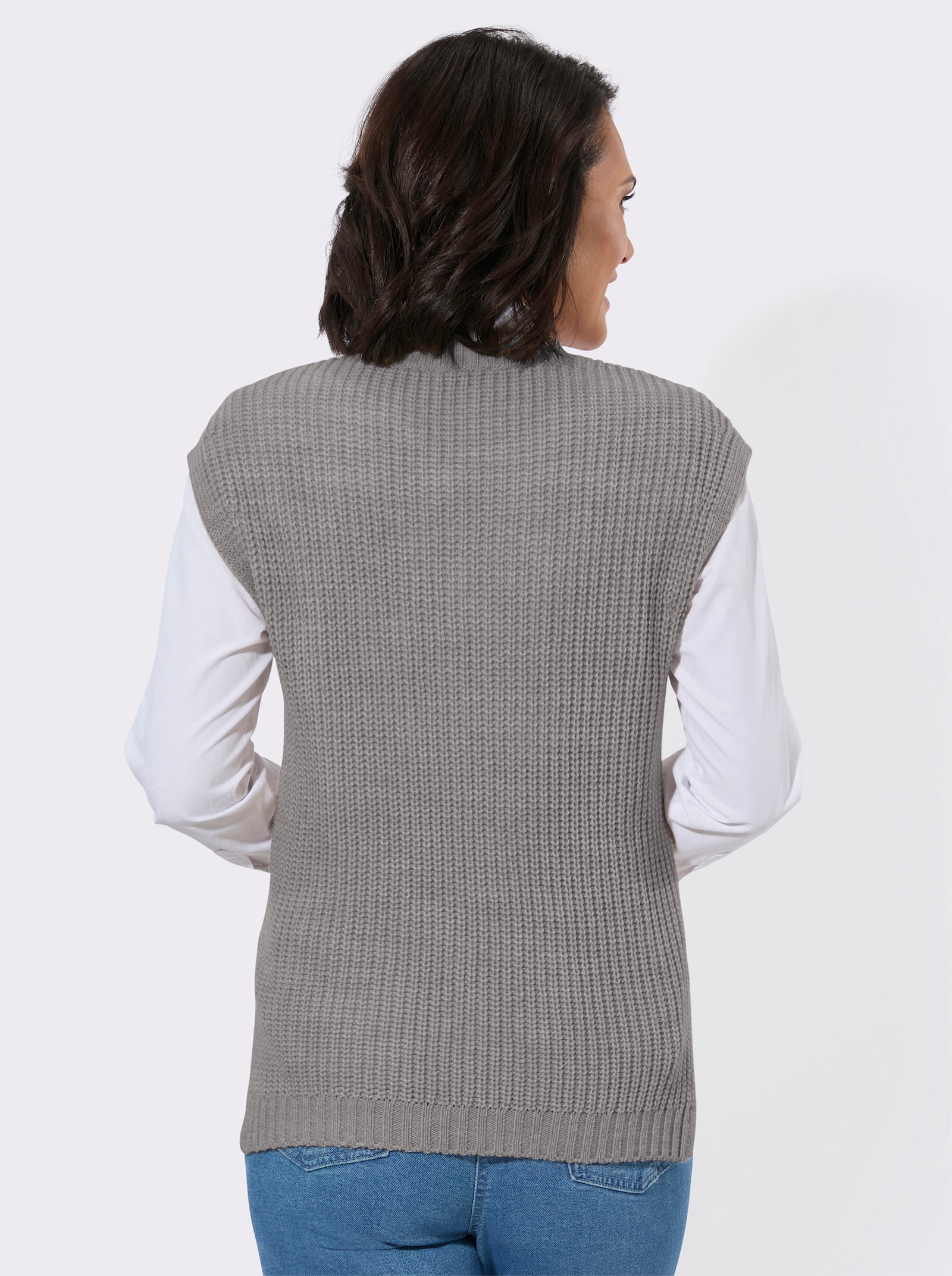 Pullunder mit großzügigem V-Ausschnitt - steingrau-meliert