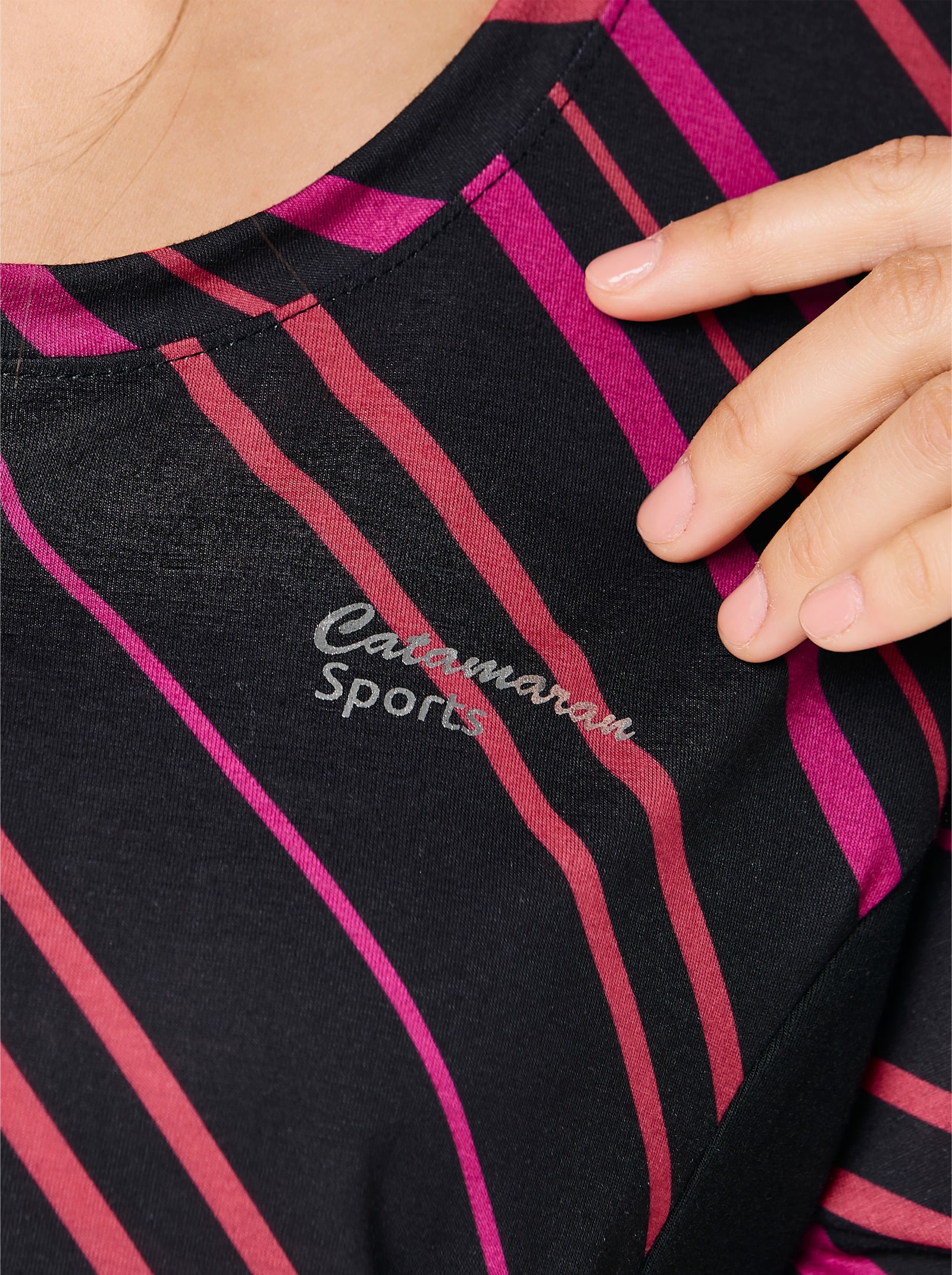 Catamaran Sports Functioneel shirt met contrastinzetten - magenta bedrukt