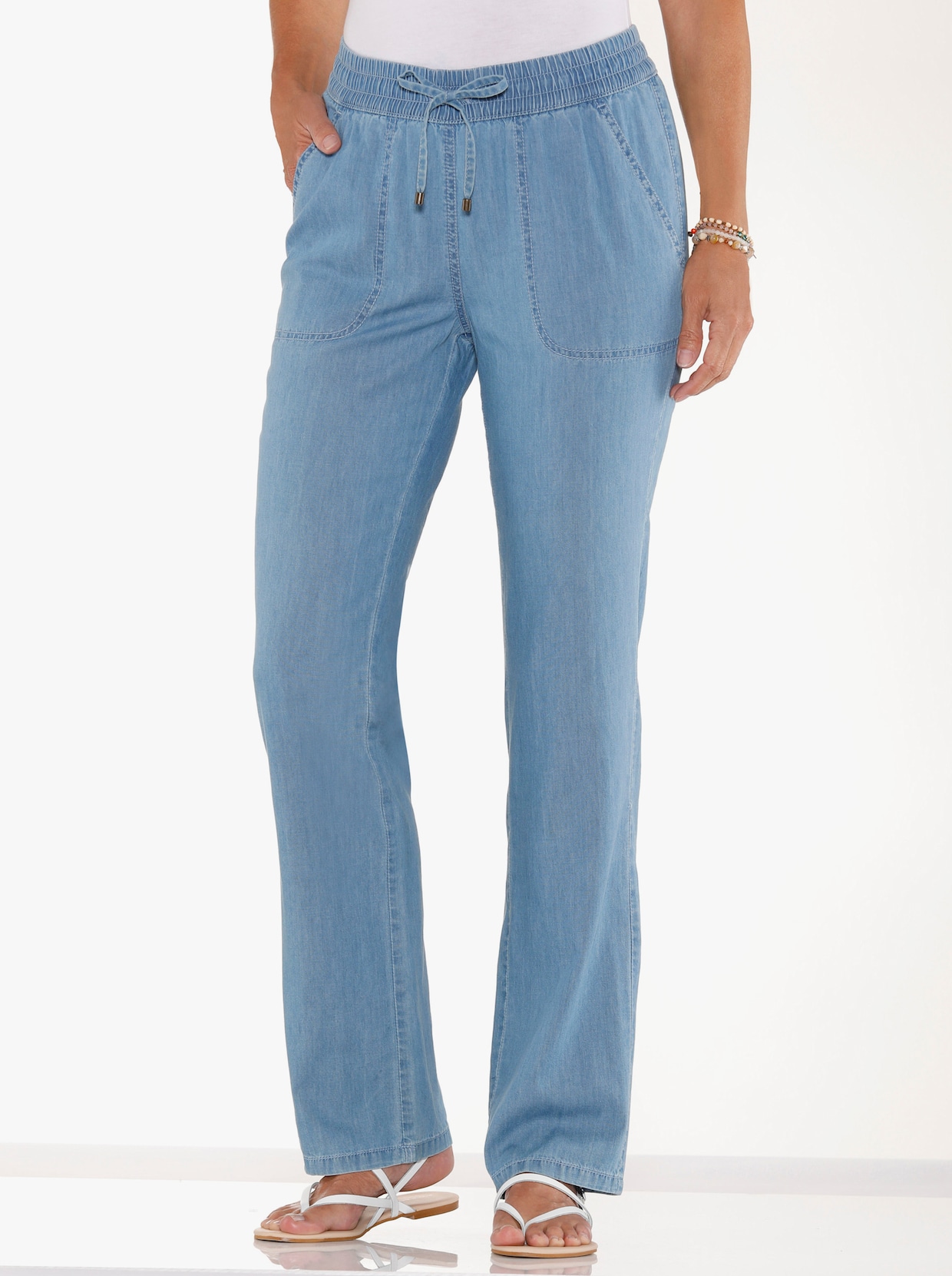 Pohodlné džíny - bělená modrá