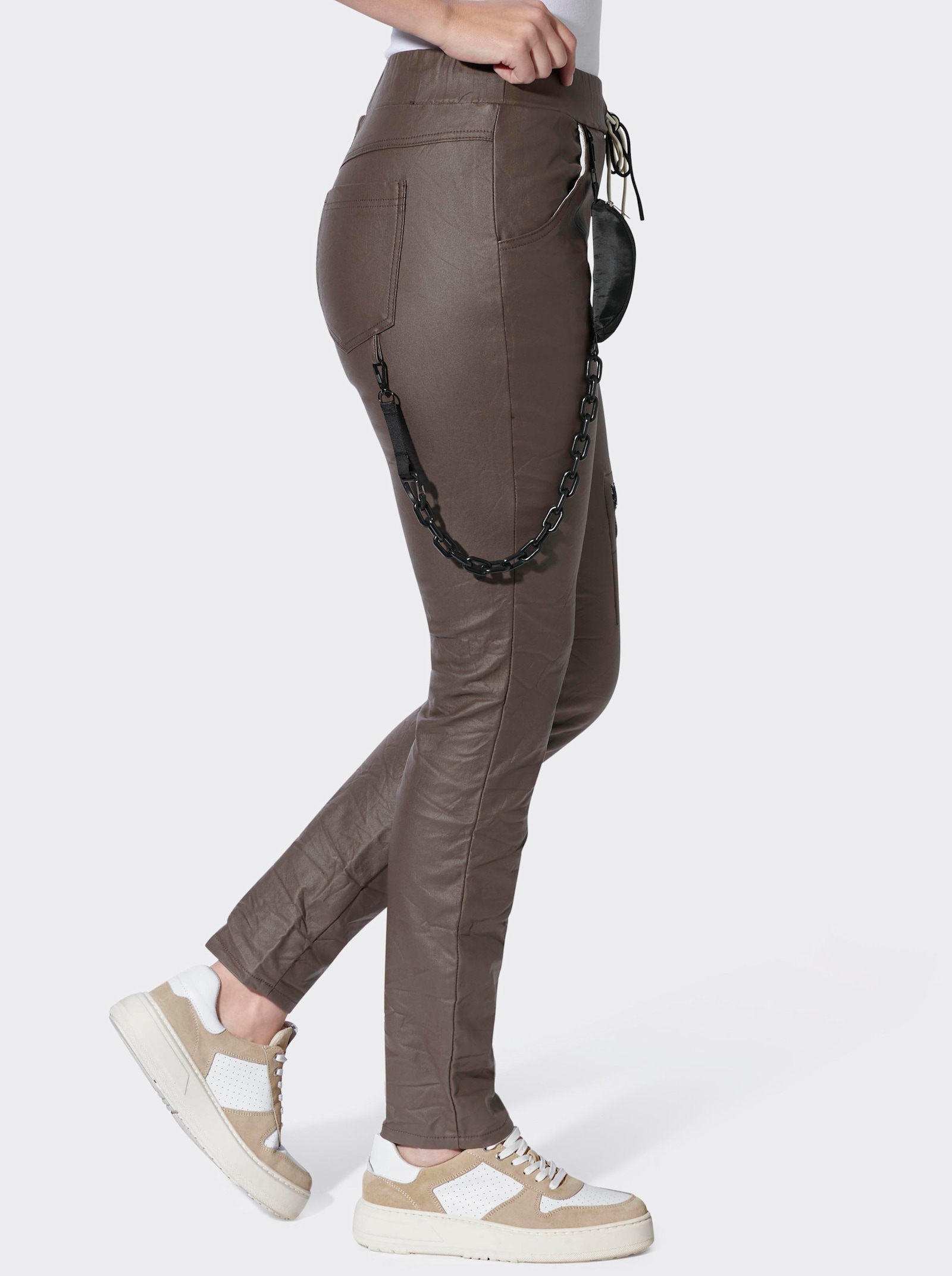 heine Hose mit Pailletten-Verzierung - schoko