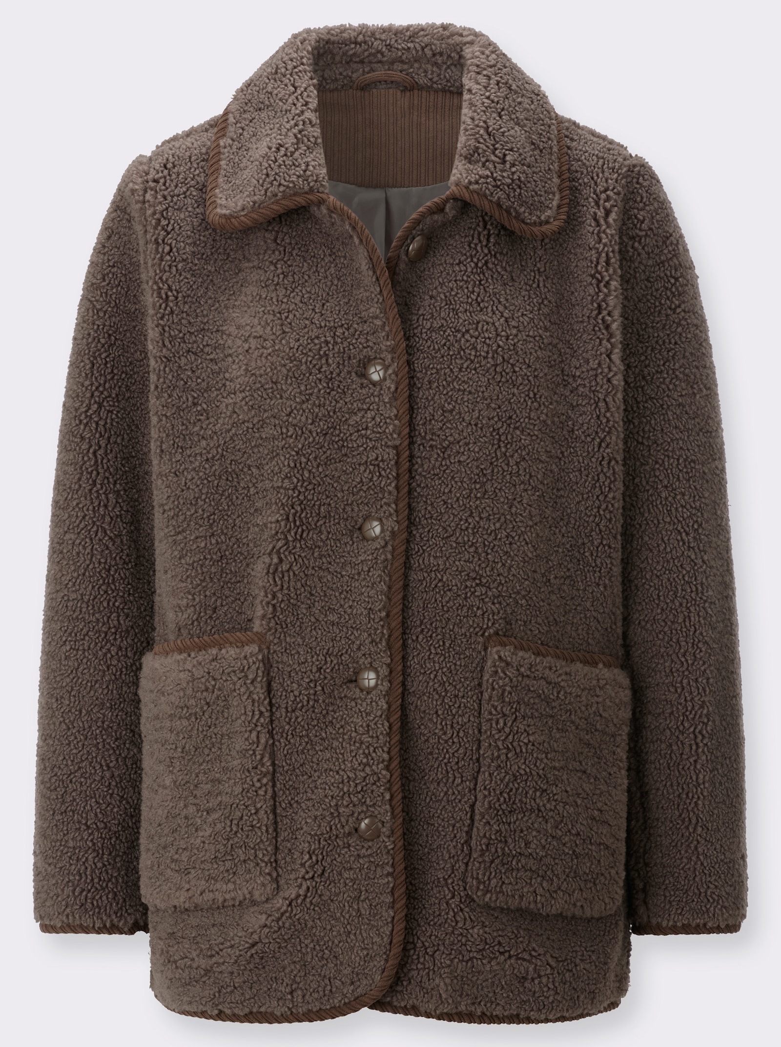 Teddyjacke mit Schmuckknöpfen - dunkeltaupe