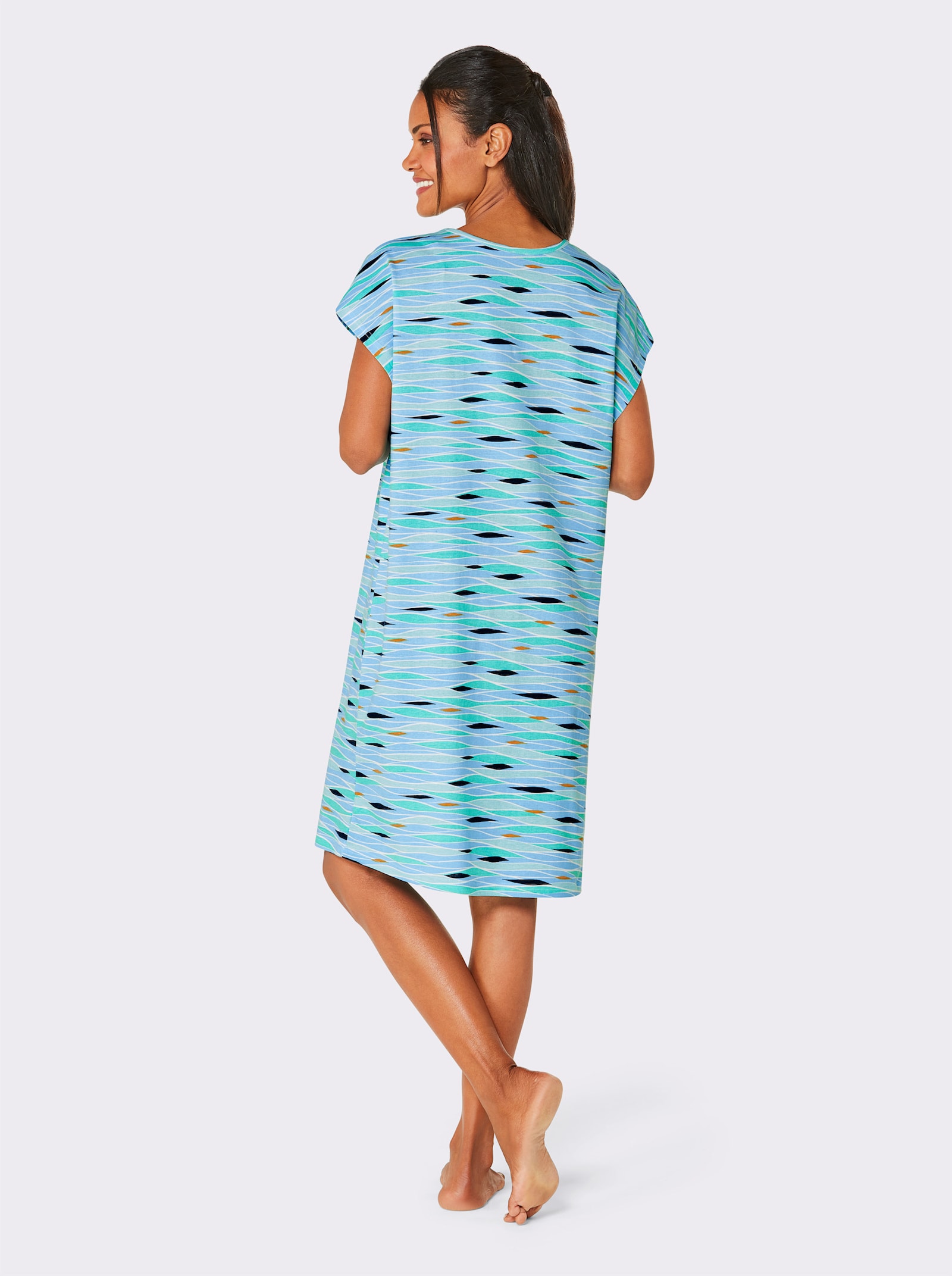 feel good Sommerkleid im Doppelpack - dunkelblau-bedruckt + aqua-bedruckt