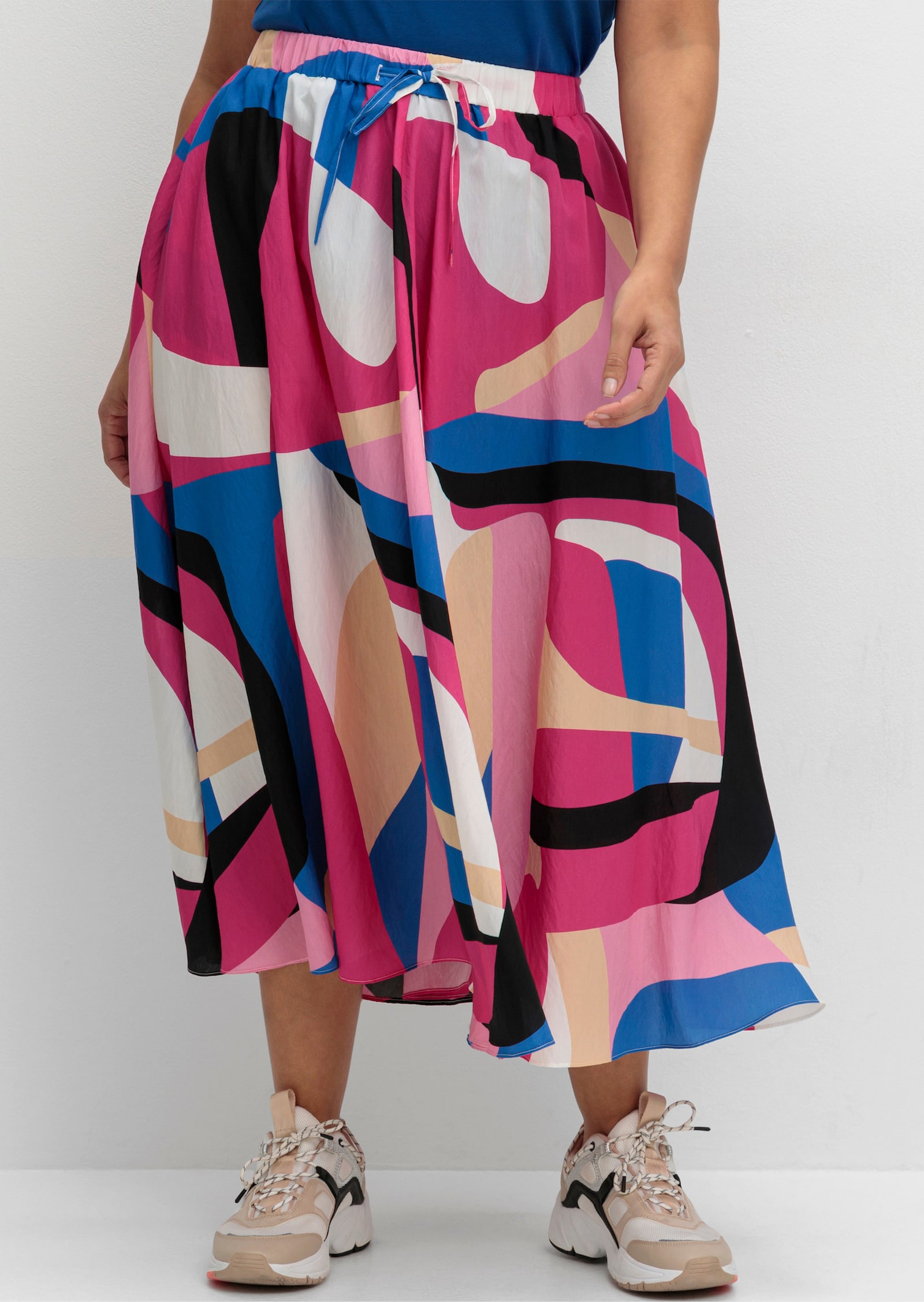 sheego Schlupfrock mit Grafikprint, in Midilänge - pink gemustert