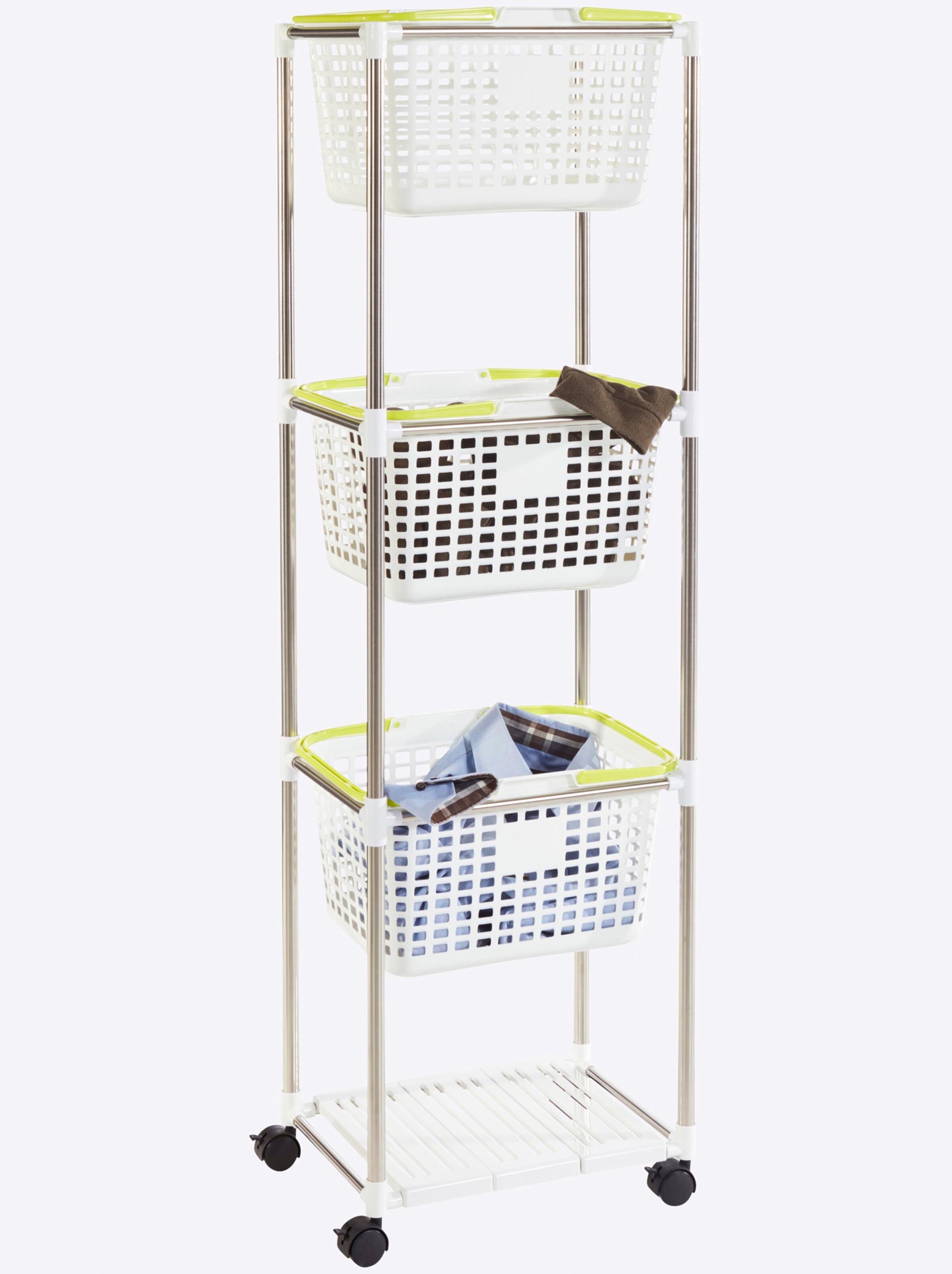 Ordnung & Bad Kleideraufbewahrung heine home Wäschekorb-Trolley in weiß-silberfarben Ordnung & Bad Kleideraufbewahrung heine home Wäschekorb-Trolley in weiß-silberfarben