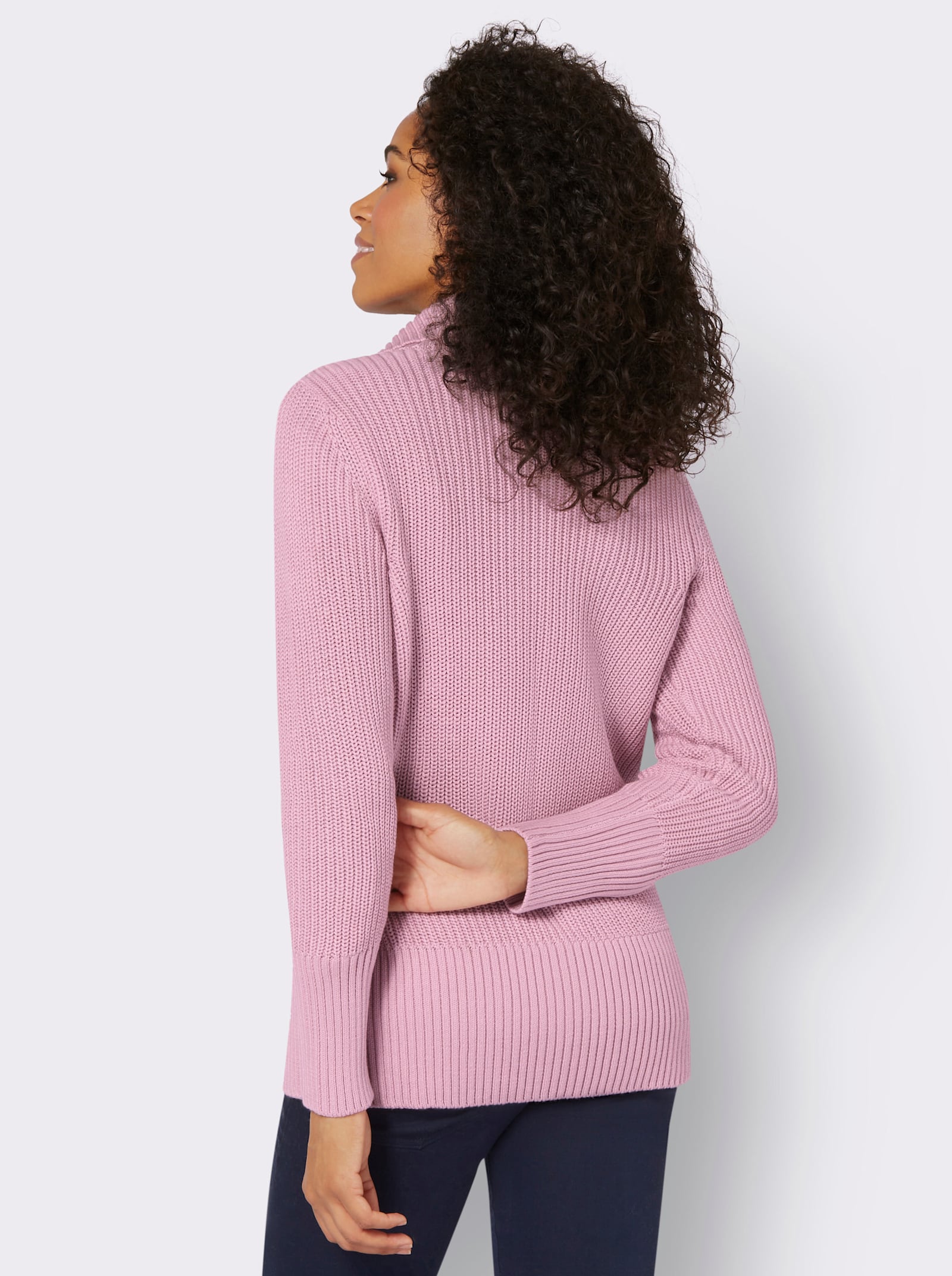 Cardigan mit 2-Wege-Reissverschluss - rosé