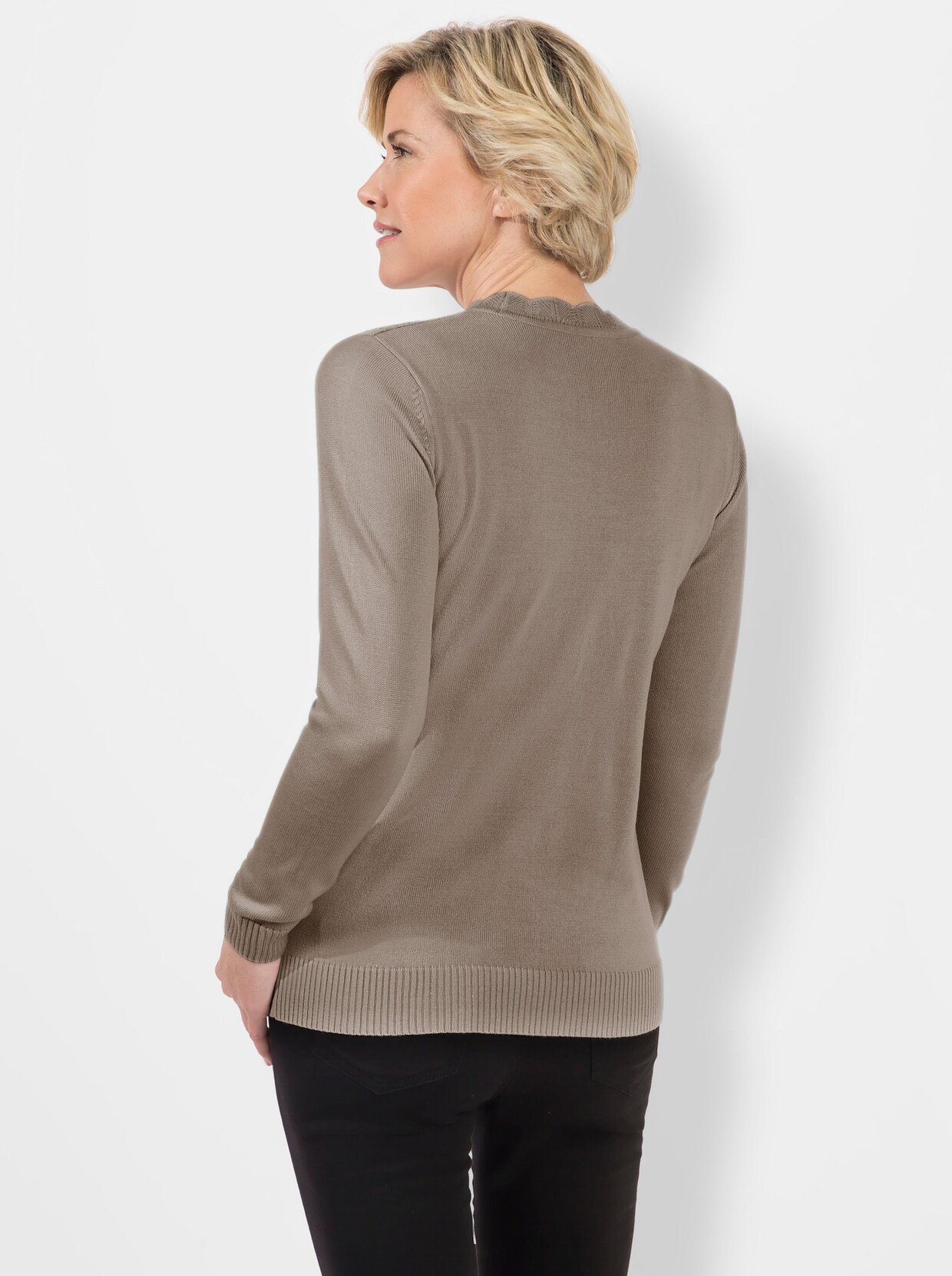Langarm-Pullover - sesam