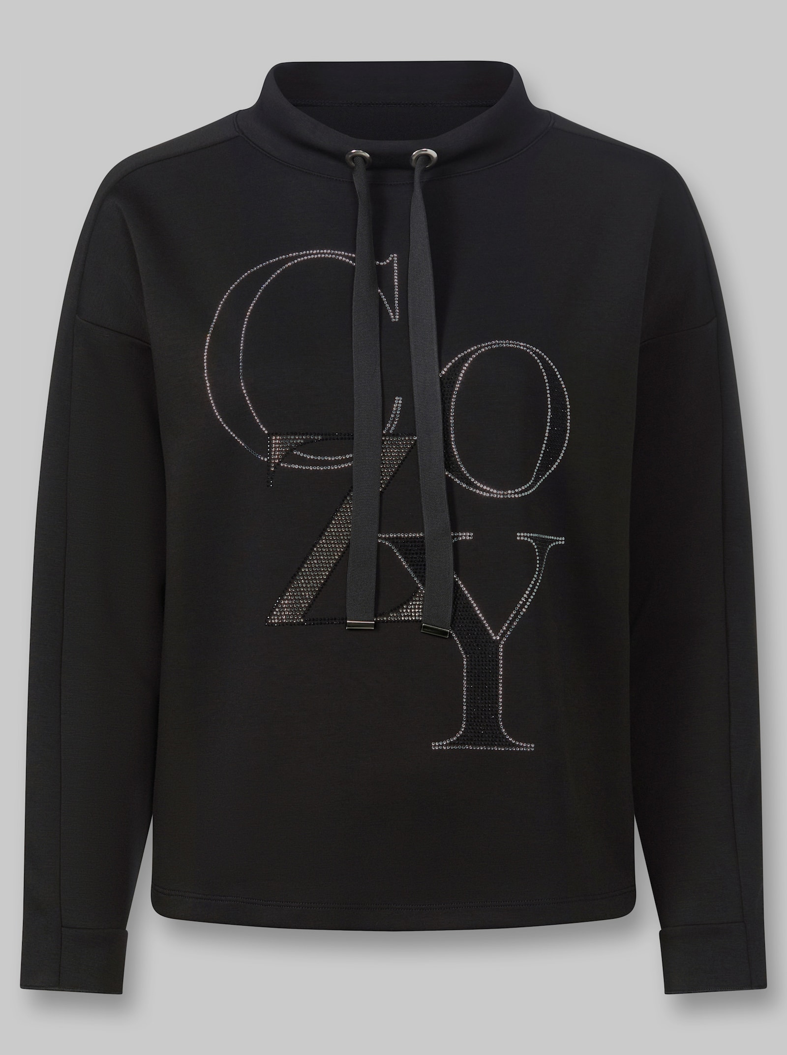 heine Sweatshirt mit Glitzersteinchen - schwarz