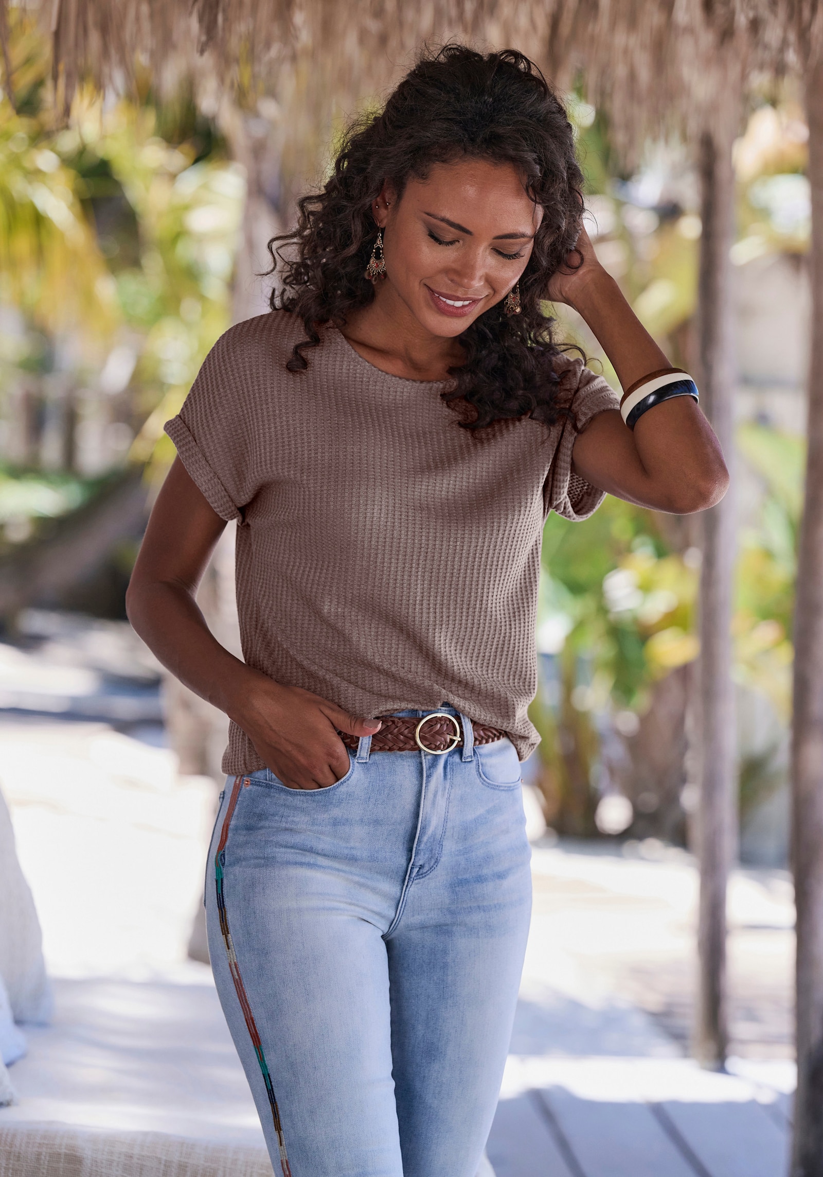 Vivance Kurzarmshirt - taupe