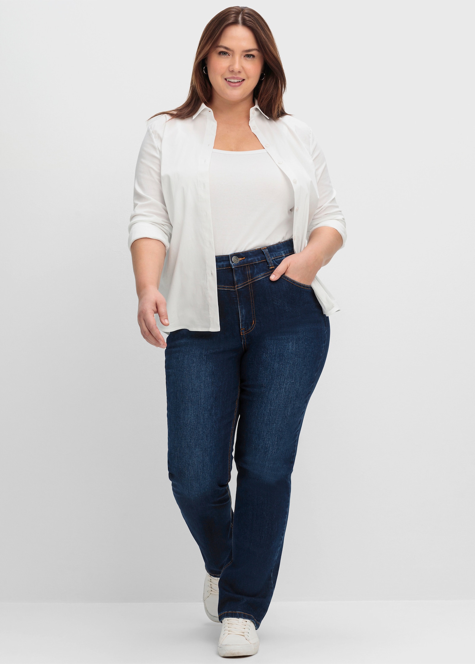 sheego Shaping jeans met rechte pijpen - dark blue denim
