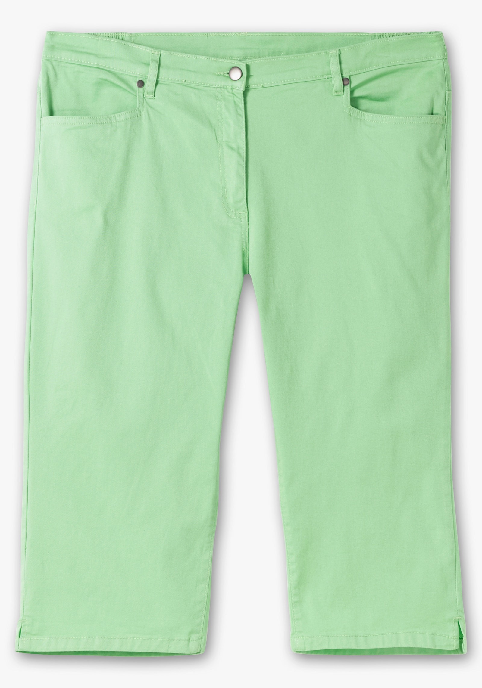 Caprijeans mit glitzerndem Katzenmotiv - reseda