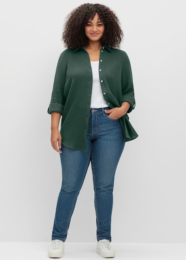 sheego Baumwollbluse in Musselinqualität - moos