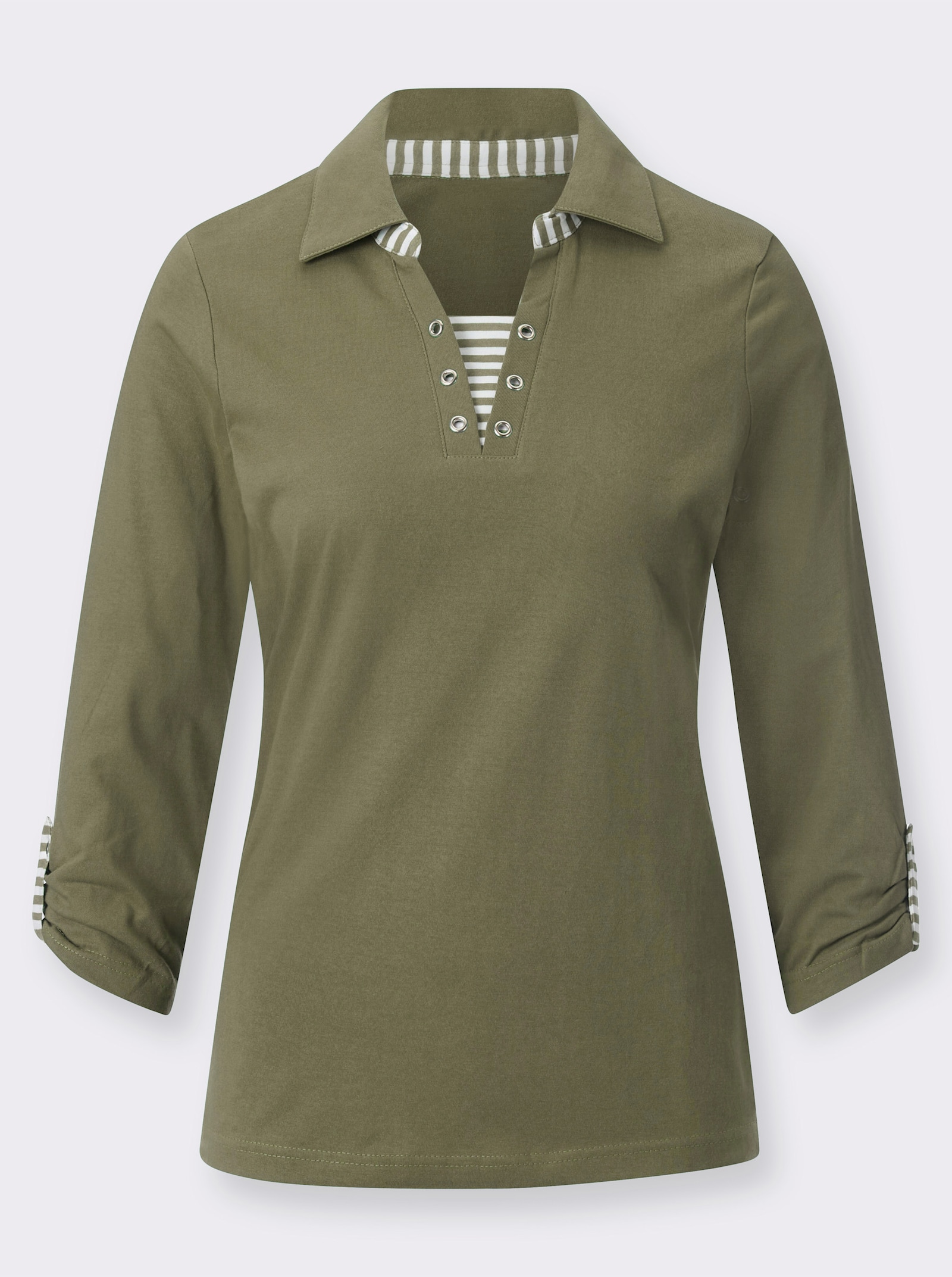 3/4-Arm-Shirt in 2-in-1-Optik - khaki