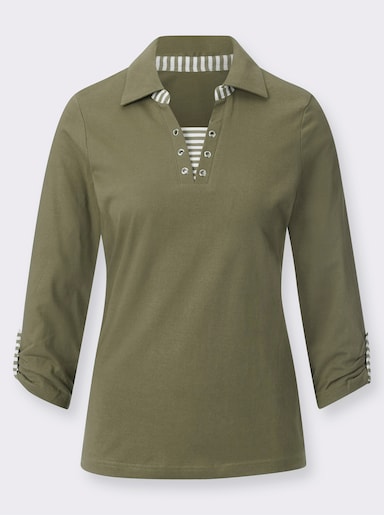 3/4-Arm-Shirt in 2-in-1-Optik - khaki