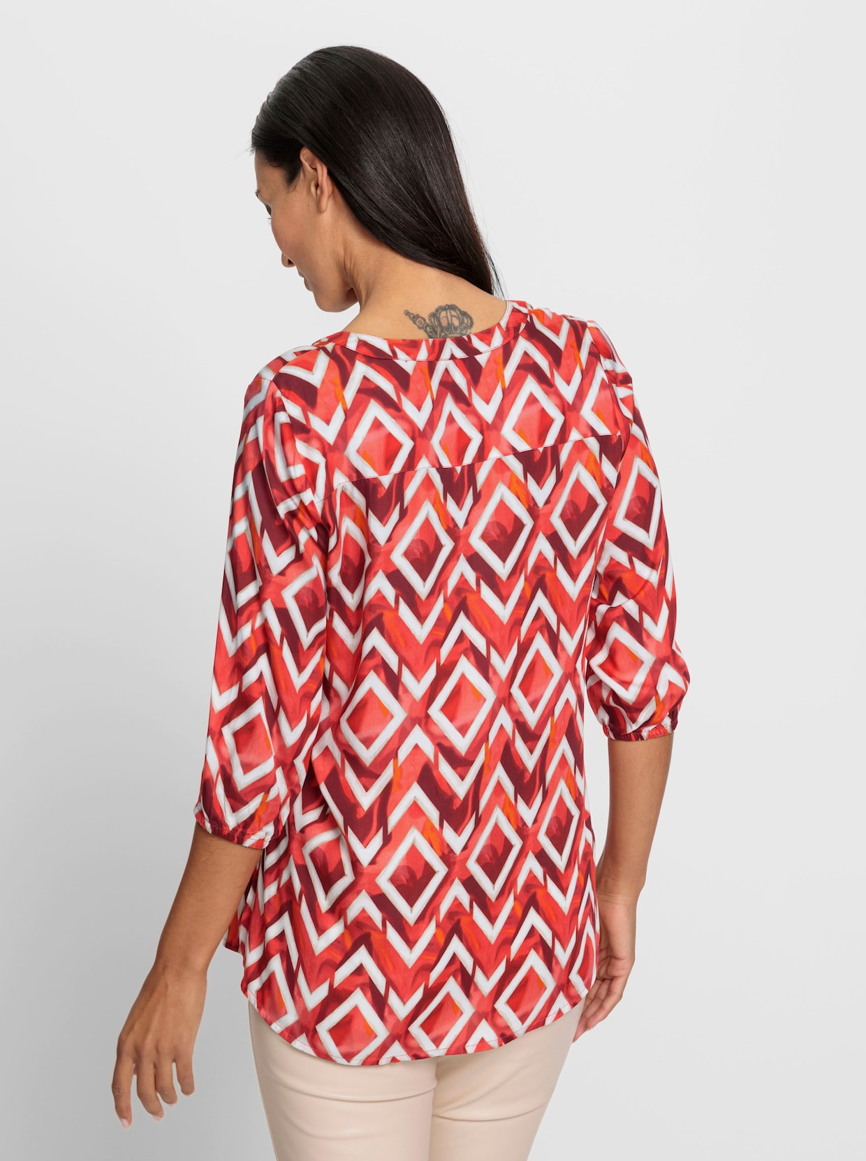 heine Blouse met print - rood/ecru bedrukt