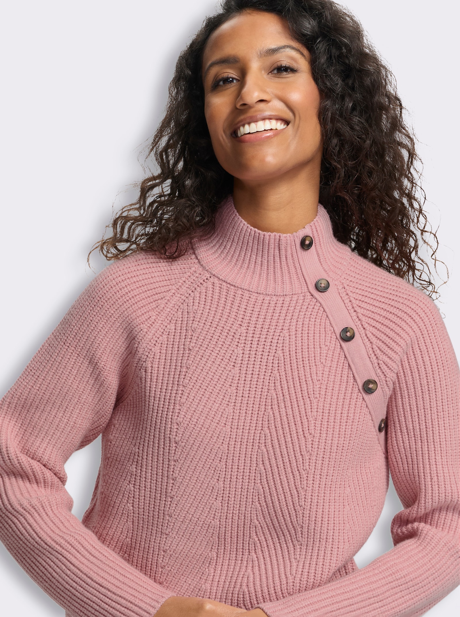 heine Pullover mit Zierknöpfen - rosenquarz