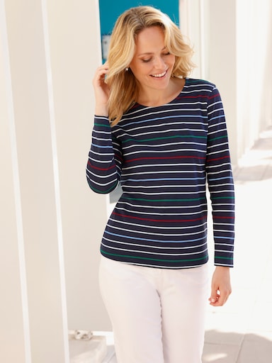 Ringelshirt aus reiner Baumwolle - marine-ecru-geringelt