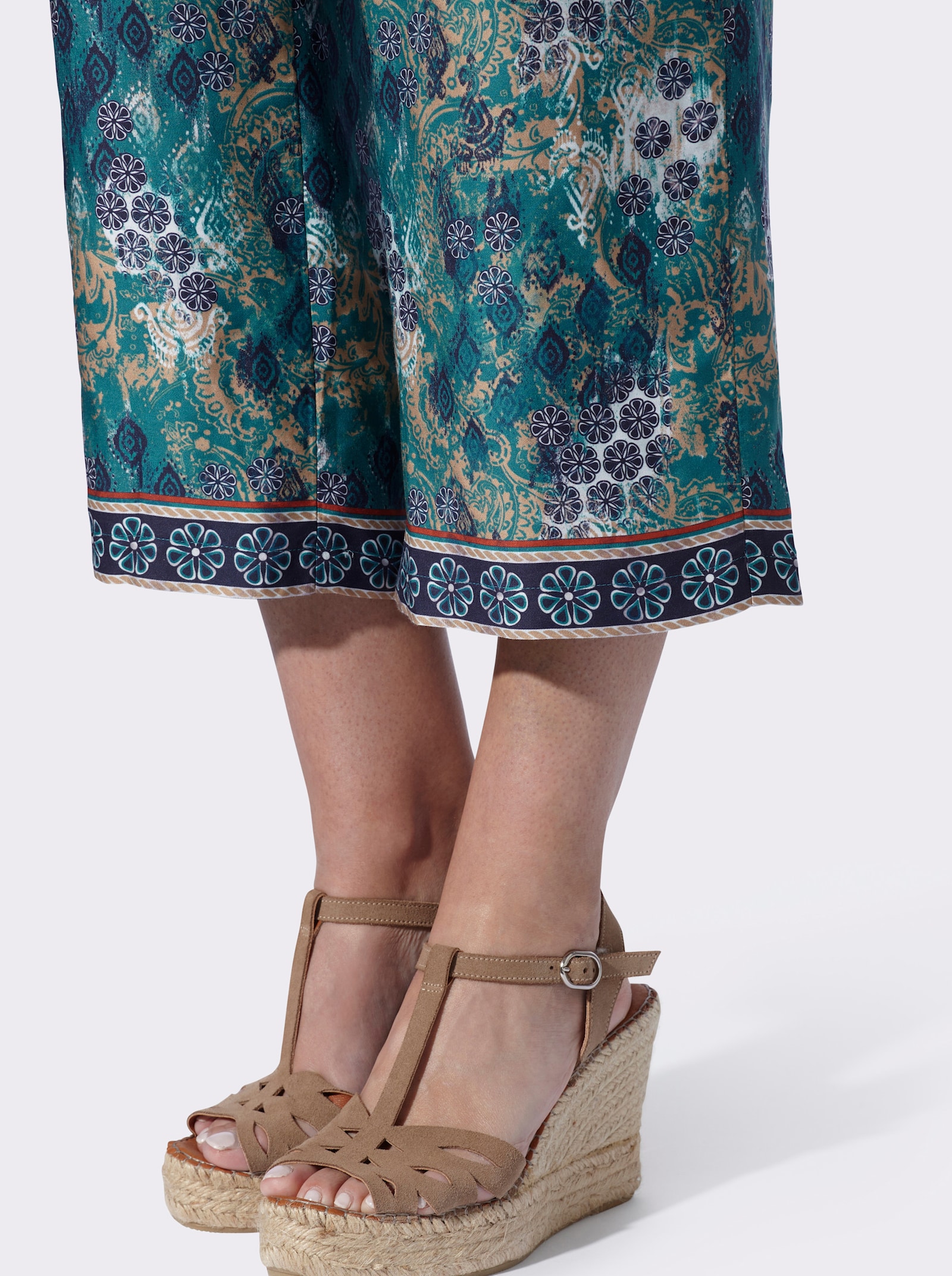 heine Culotte mit Floral-Print - aquapetrol-champagner-bedruckt