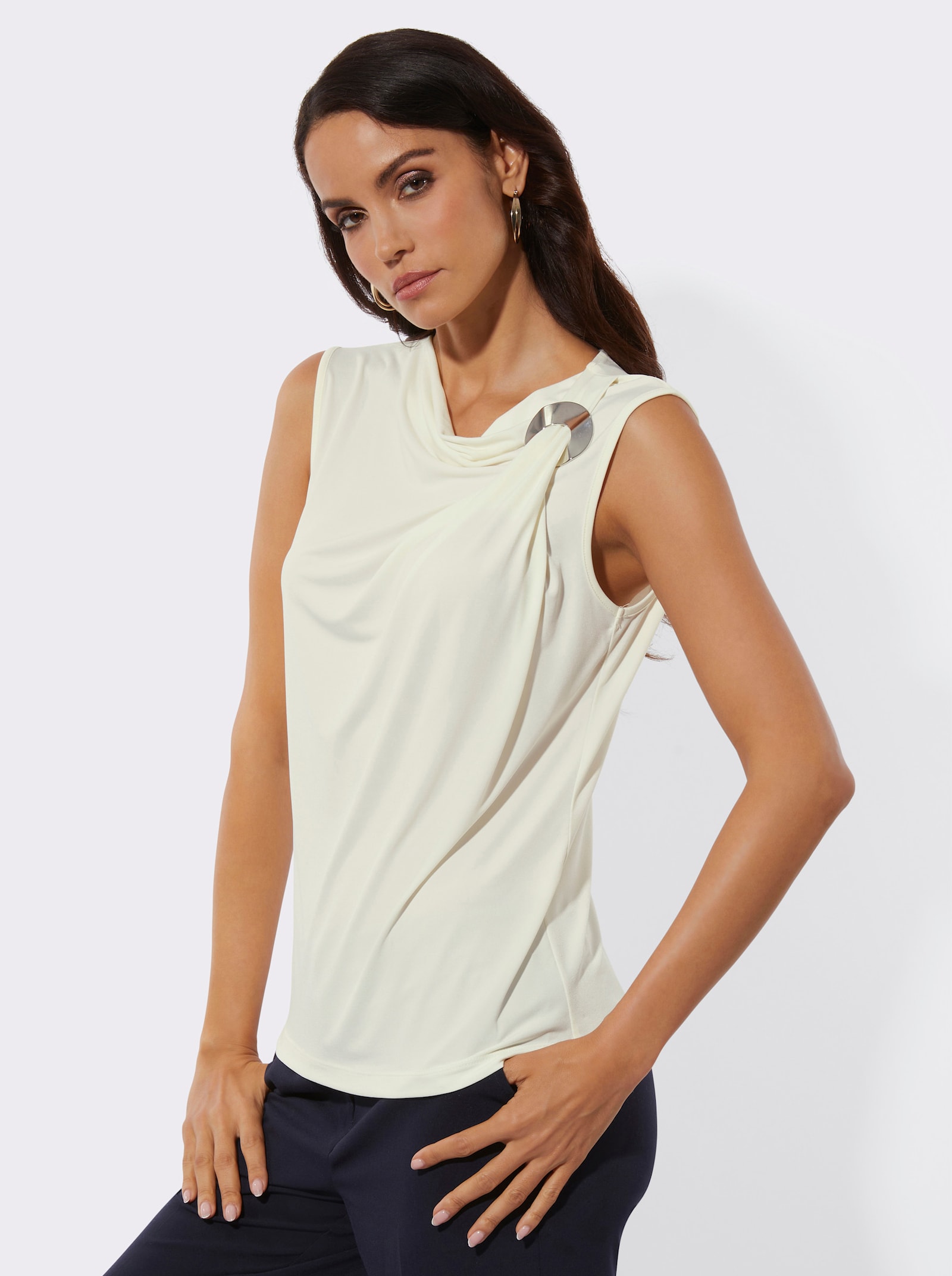  Shirttop mit Schmuckspange - champagner