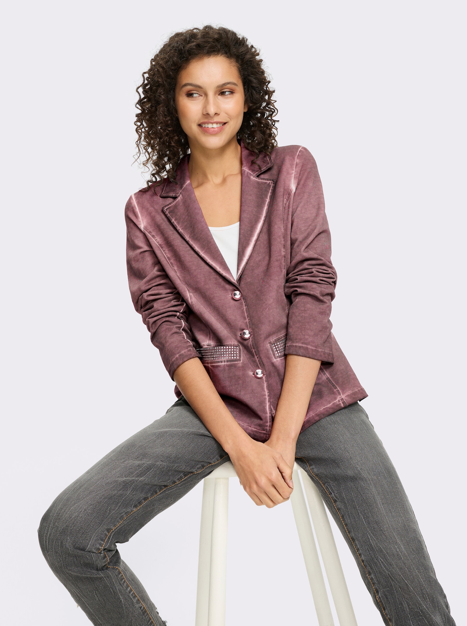 heine Sweatblazer mit Ziersteinen - bordeaux