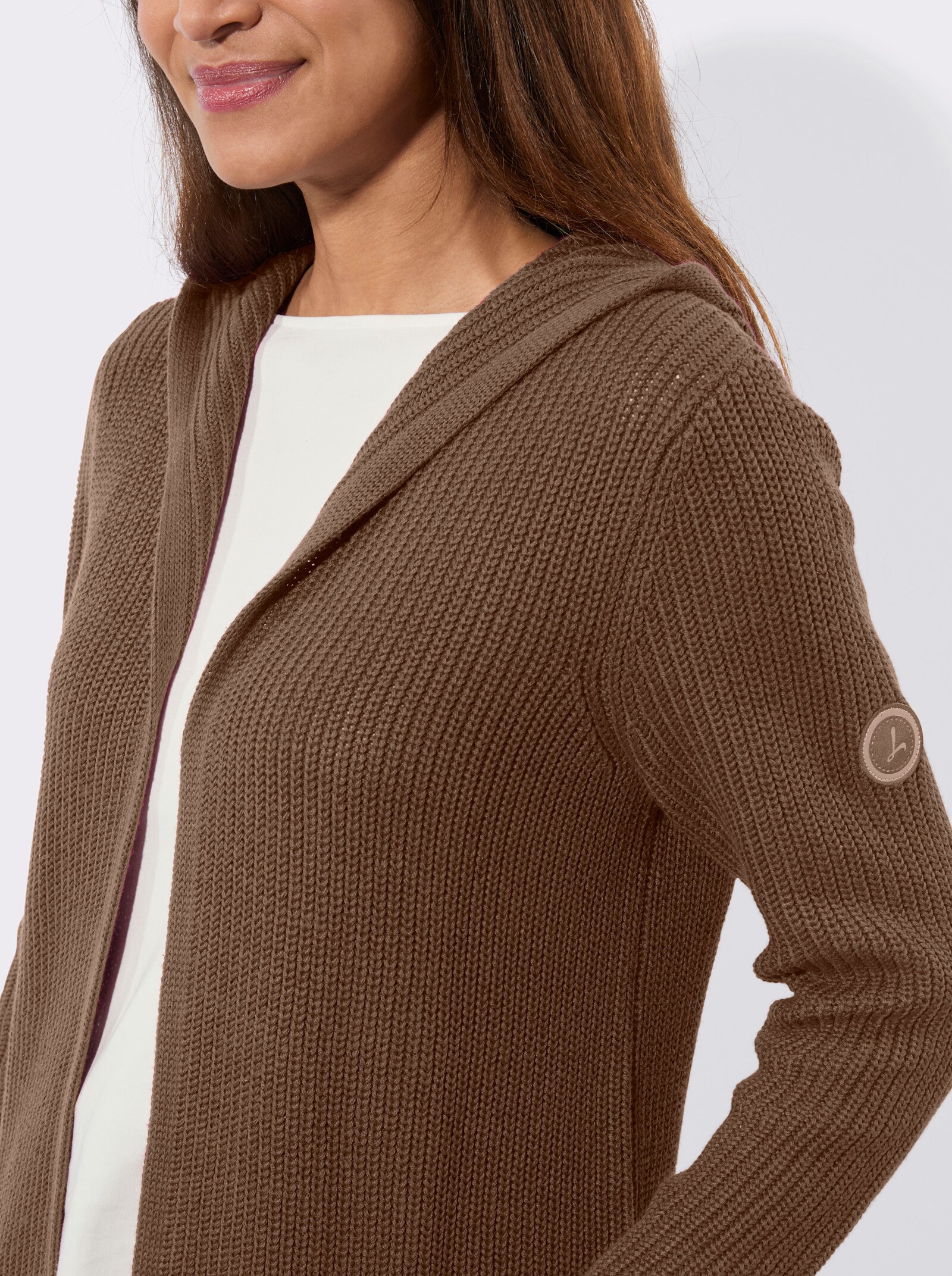 Strickmantel in offener Form - braun