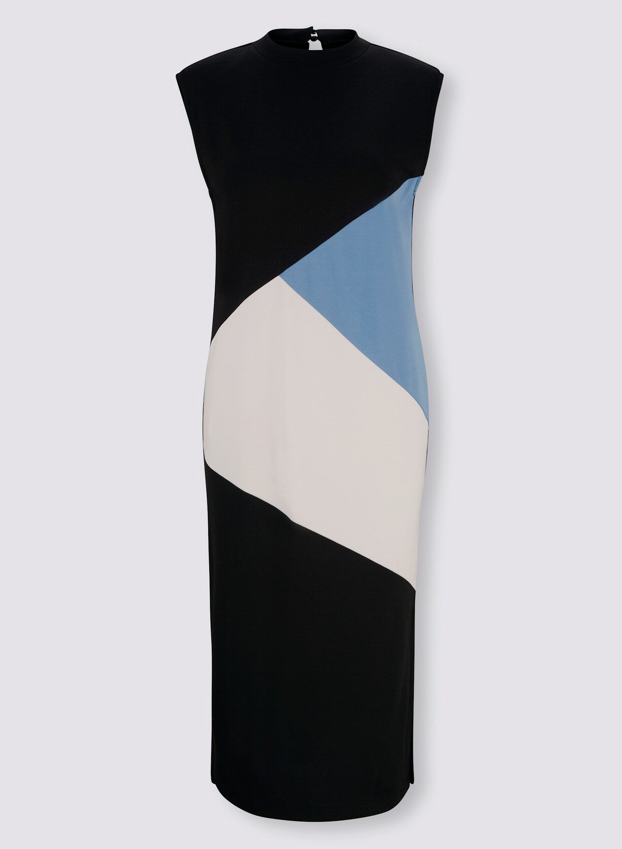 heine Jersey-Kleid - schwarz-himmelblau-gemustert