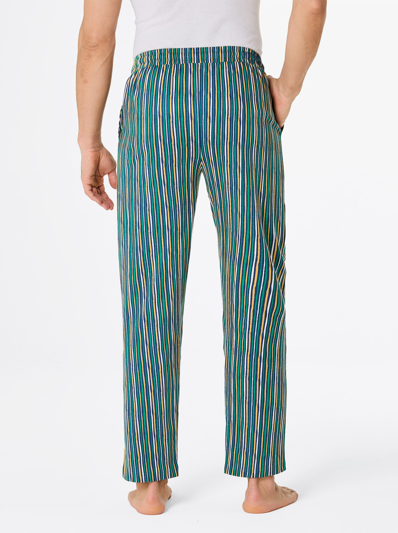 wäschepur men Hose lang - dunkelblau-grün-gestreift