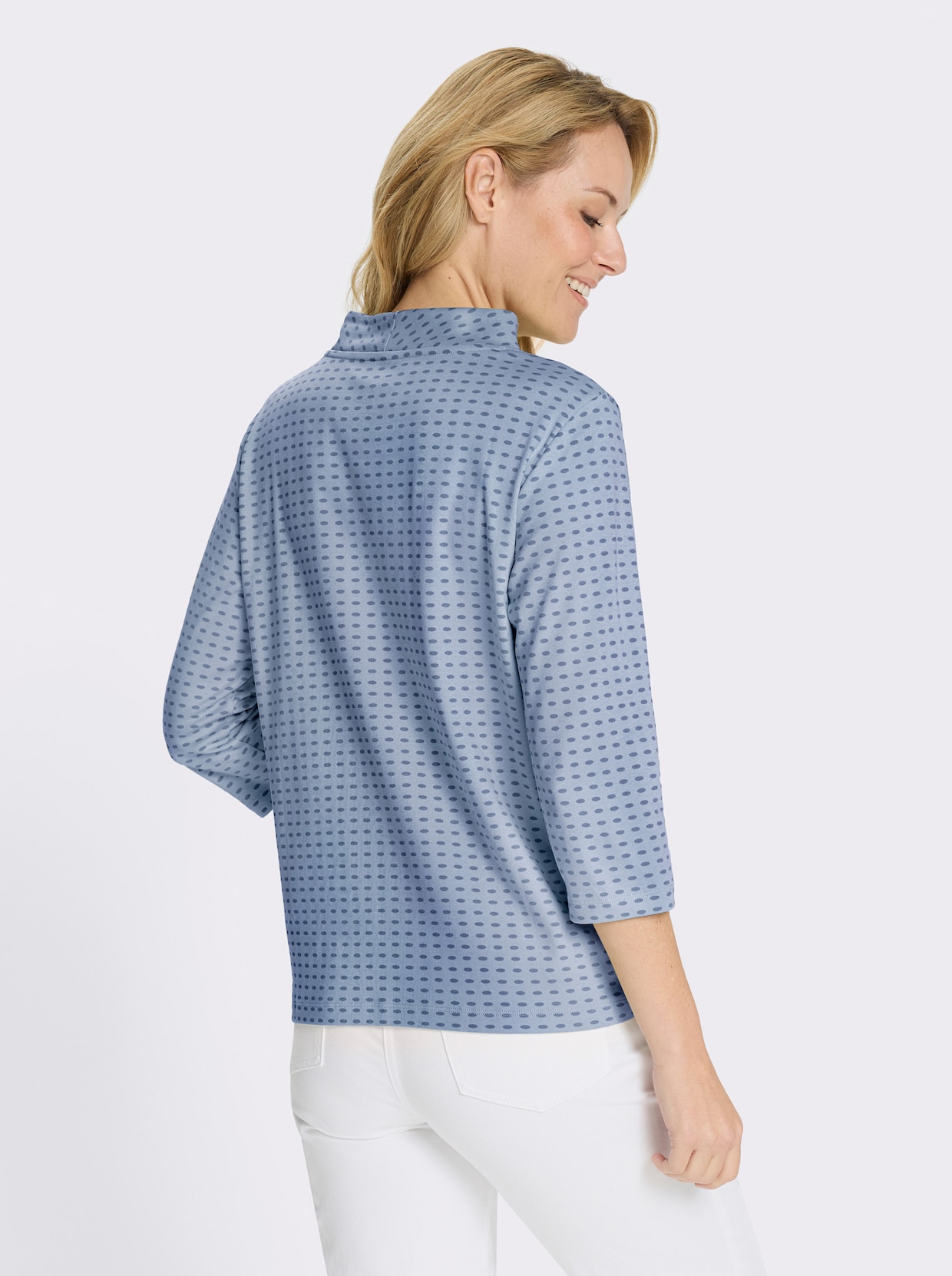 Sweatshirt mit Stehkragen - bleu-jeansblau-bedruckt