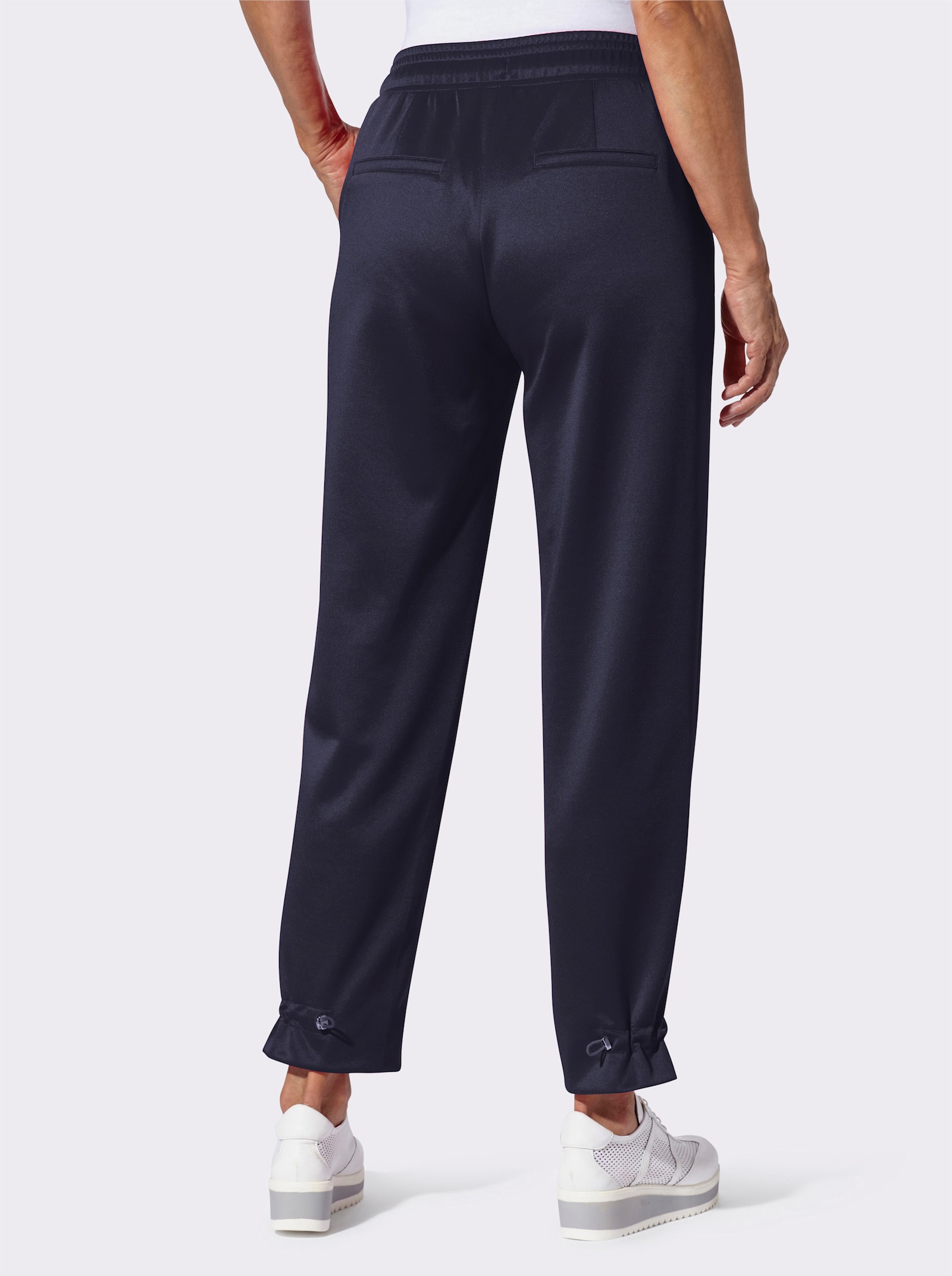 Jerseybroek met verstelbaar tunnelkoord op de zoom - marine