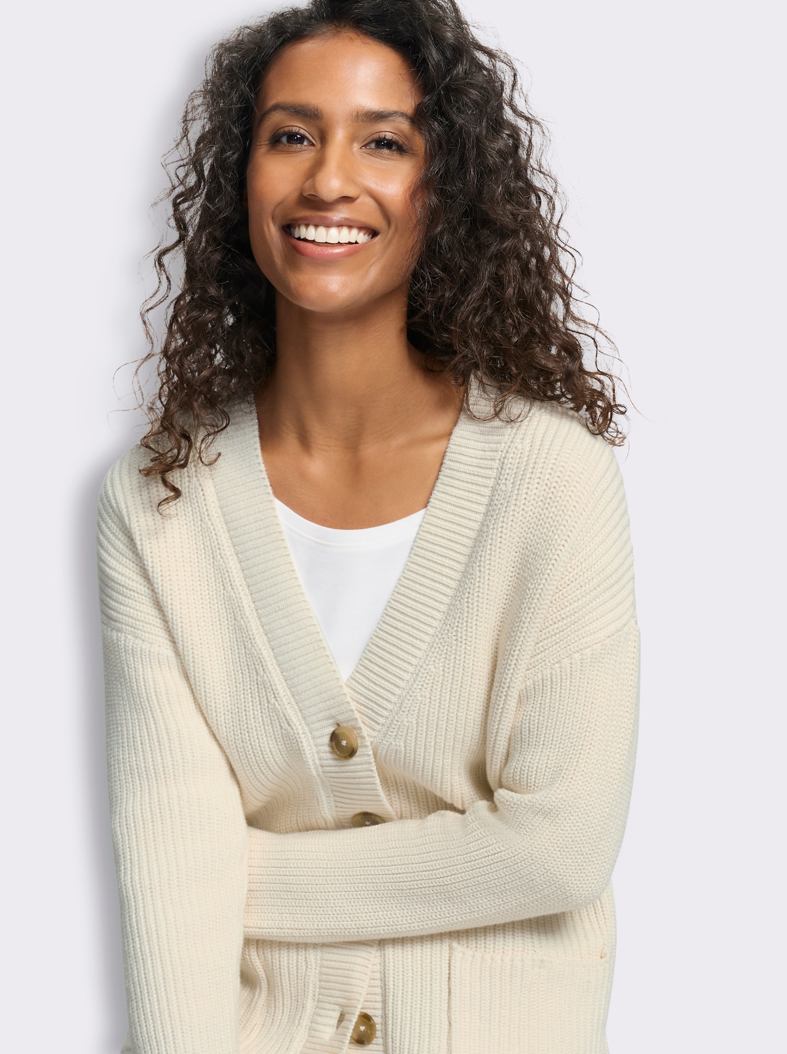 heine Strickjacke mit Taschen - ecru