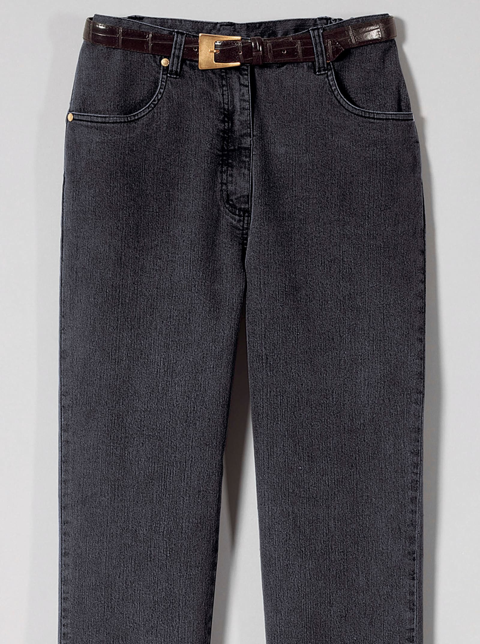 Jeans mit abgerundeten Taschen - black-denim