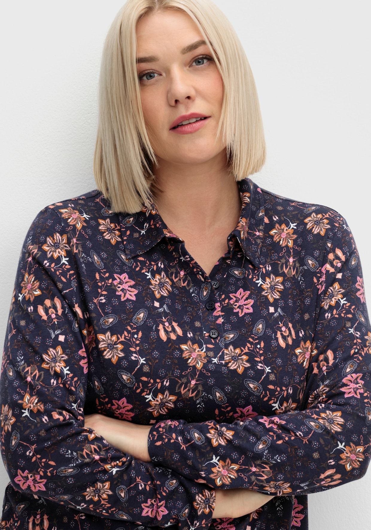 Print-Shirt - marine-rosenquarz-bedruckt