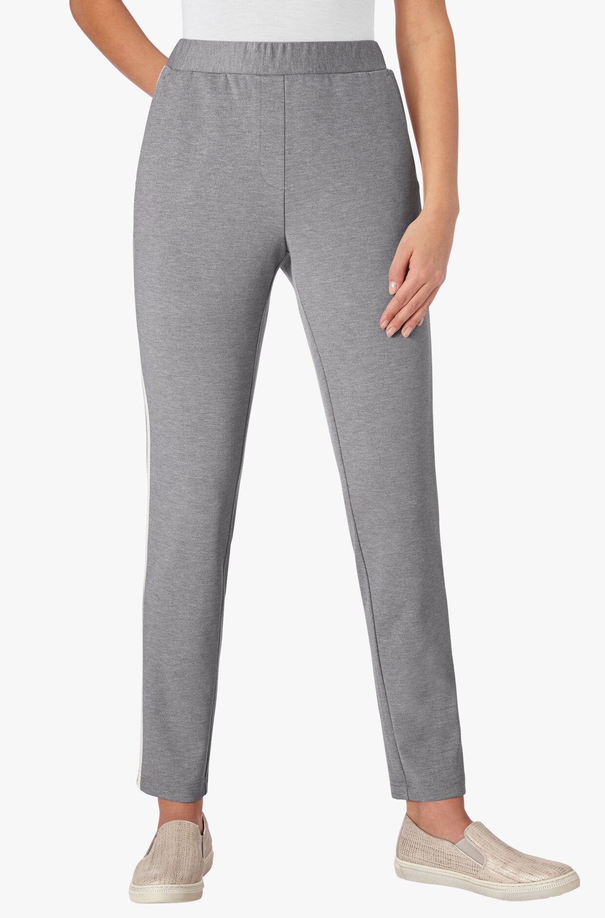 Jersey-Hose - grau-weiß