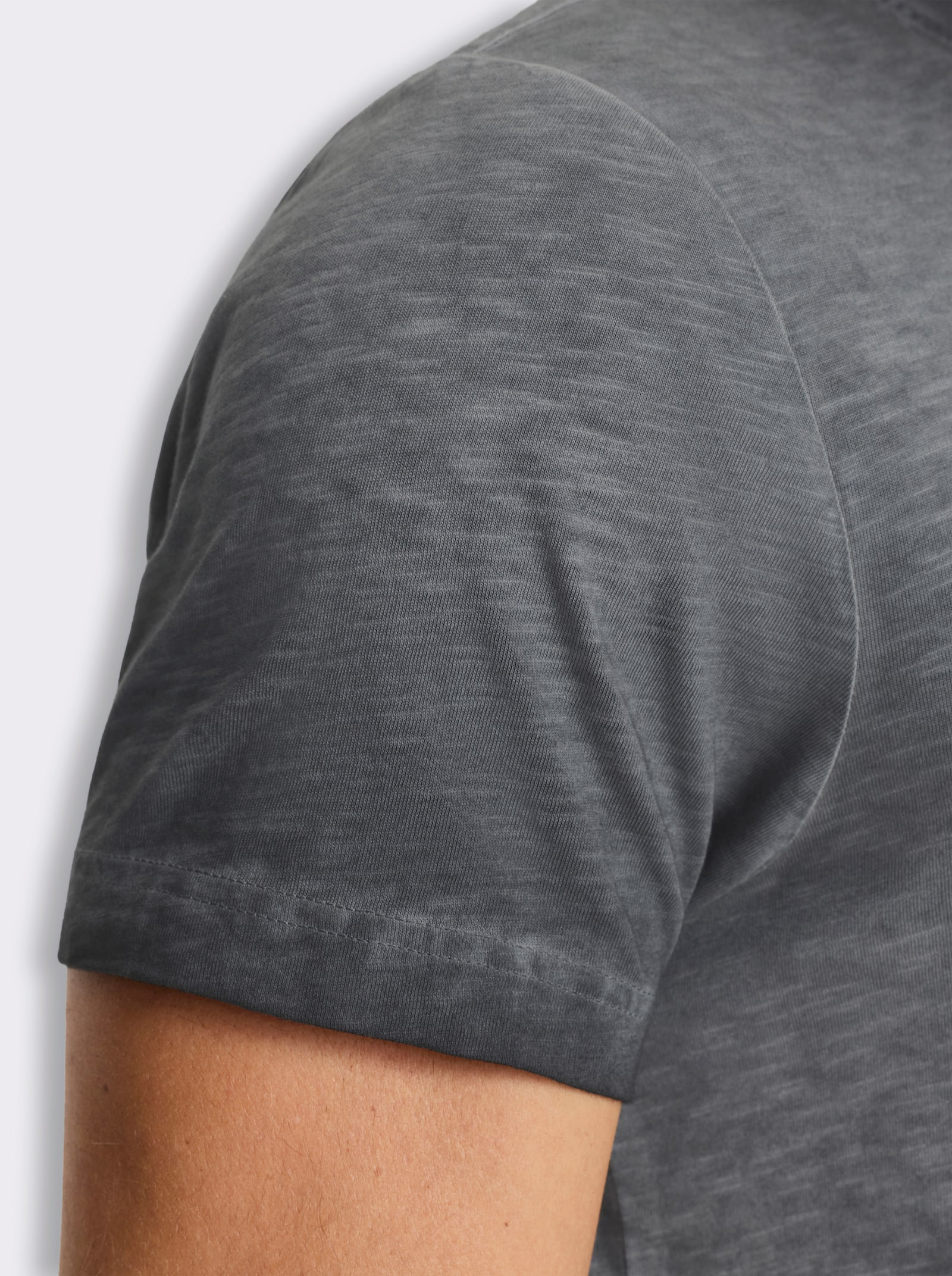 Kurzarmshirt mit Rundhals-Ausschnitt, Baumwolle - schwarz