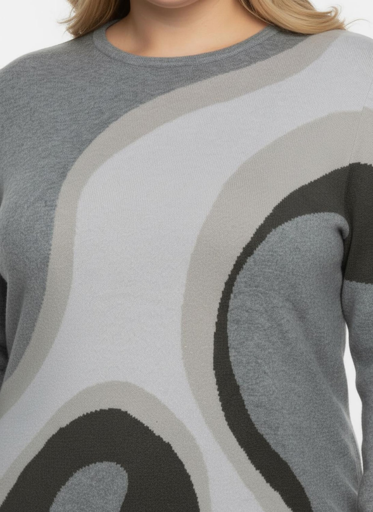 Strickpullover in Jacquard-Strick - graphit-grau-gemustert