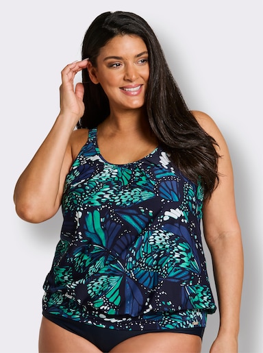 feel good Tankini-Oberteil mit Schmetterling-Druck - marine-royalblau-bedruckt
