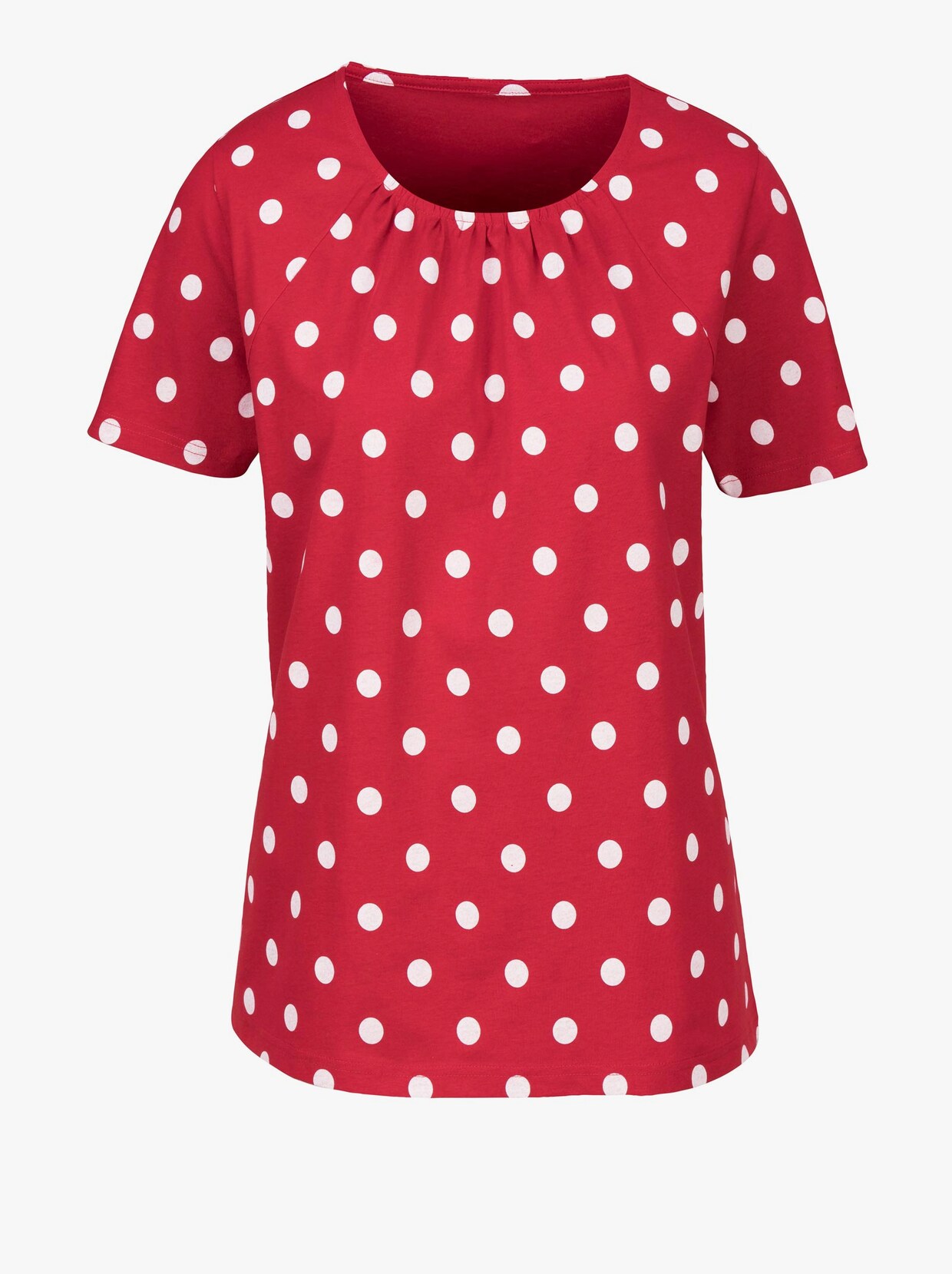 Tričko s krátkým rukávem - červená-bílá-puntík