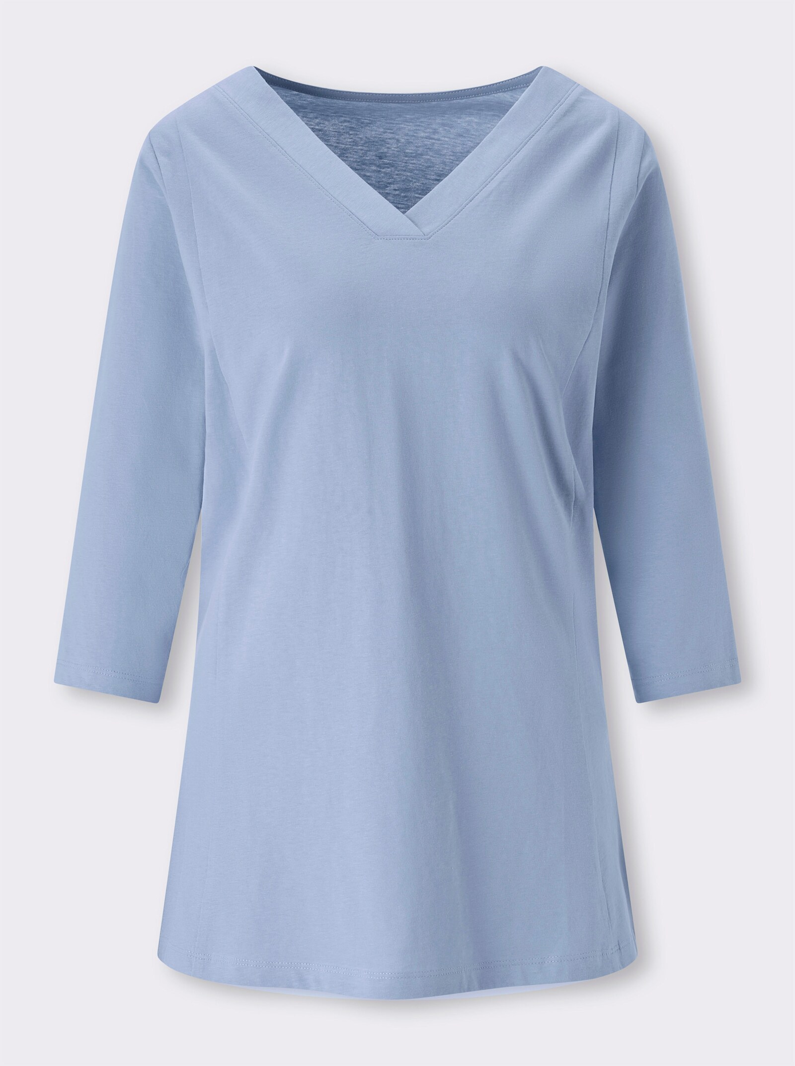 Longshirt mit überlappendem V-Ausschnitt - bleu