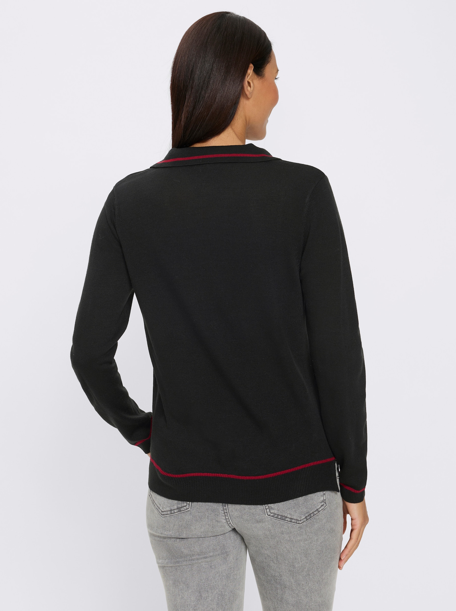 heine Langarm-Pullover mit Saum-Schlitzen - schwarz