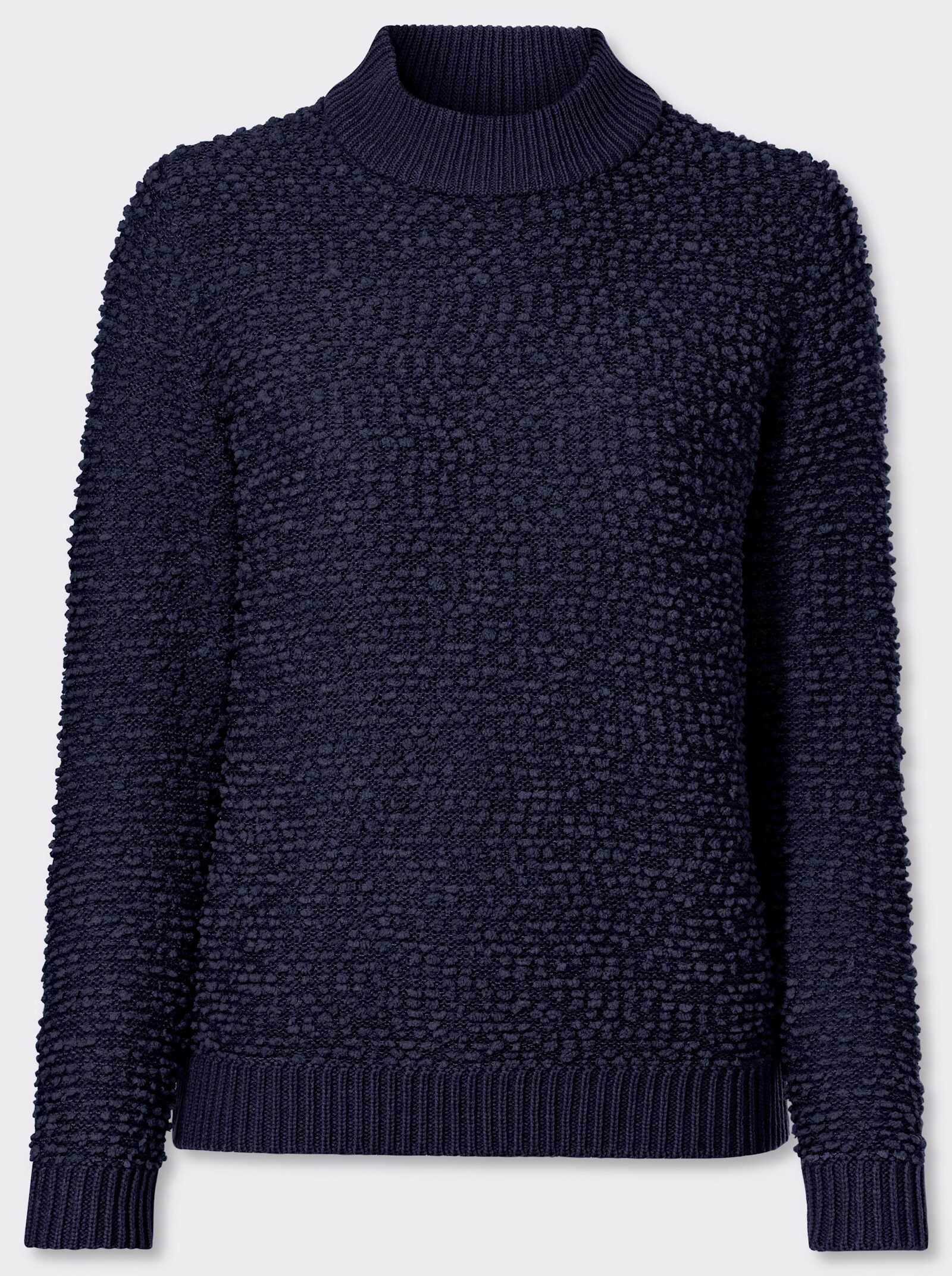Stehkragenpullover aus Effektgarn - marine