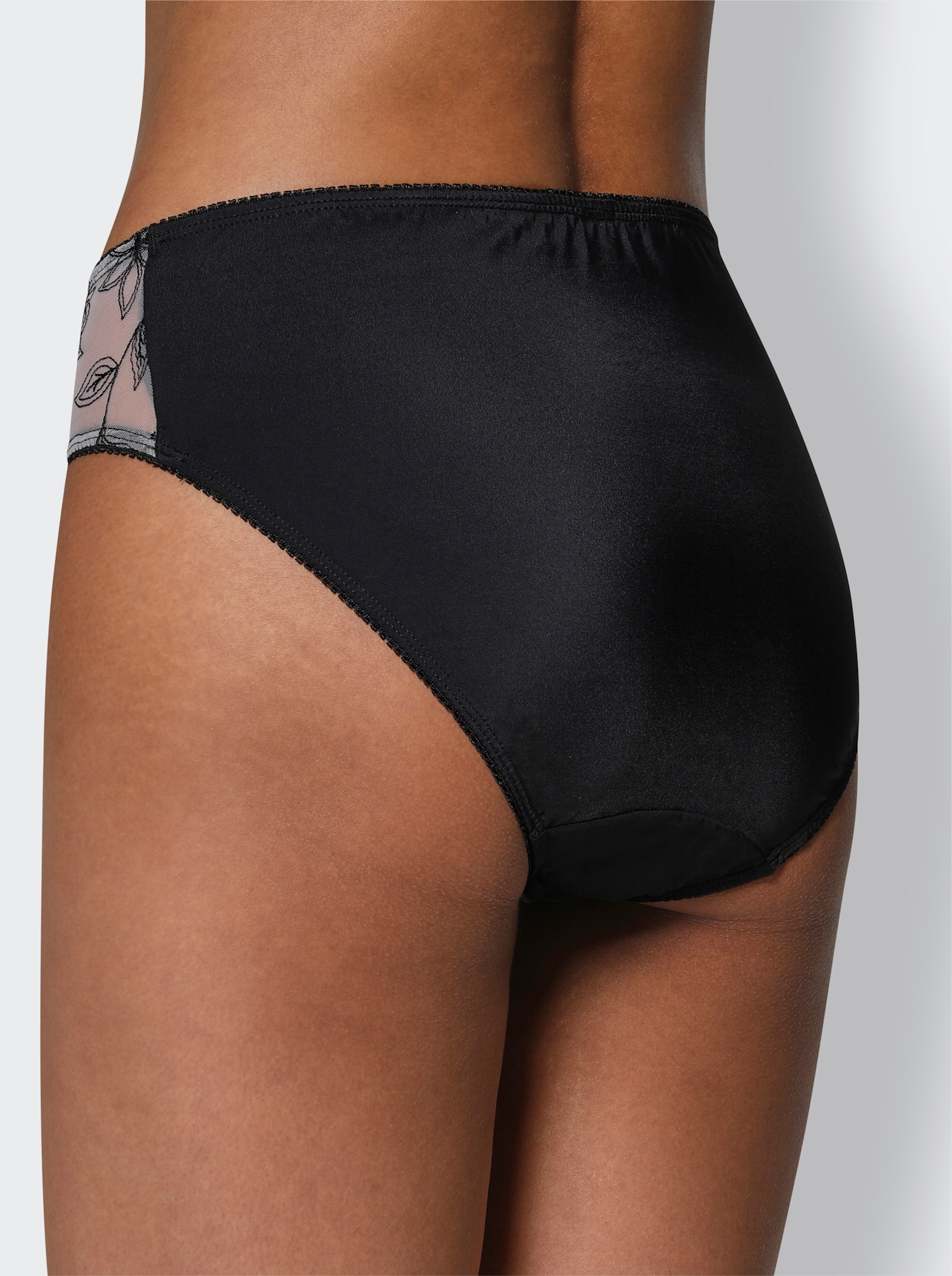 wäschepur Jazzpants mit Mesh-Einsatz - schwarz-elfenbein