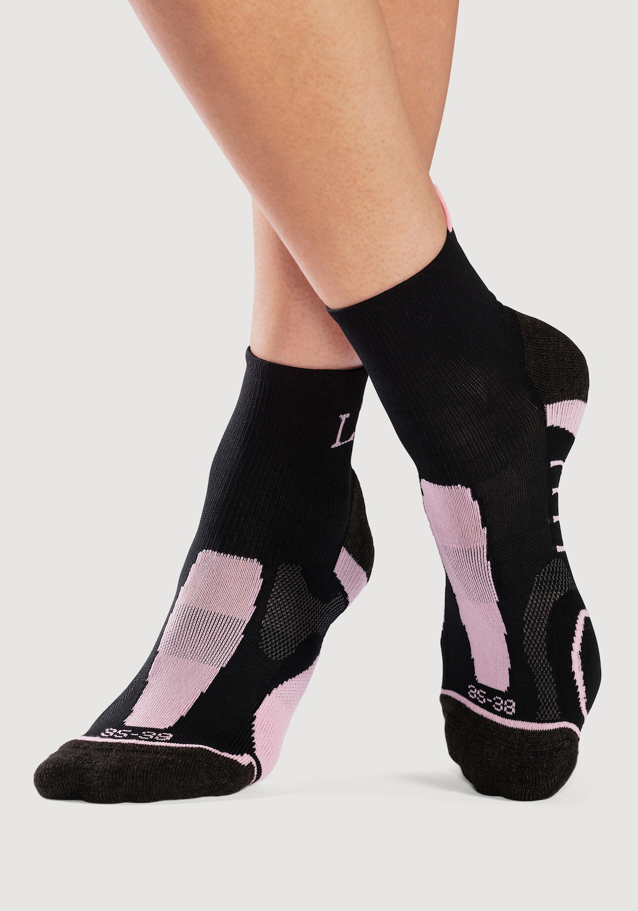 LASCANA ACTIVE Wandersocken - 1x schwarz-lila, 1x schwarz-rosa, 1x schwarz-grün