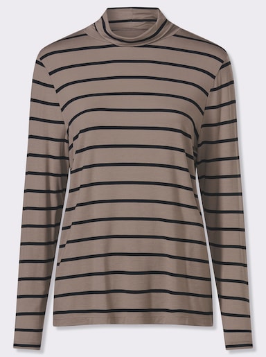 Colshirt in streepjesdessin - sesam/zwart gestreept