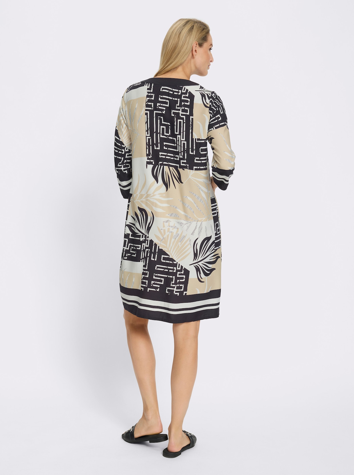 heine Druckkleid - sand-schwarz-bedruckt