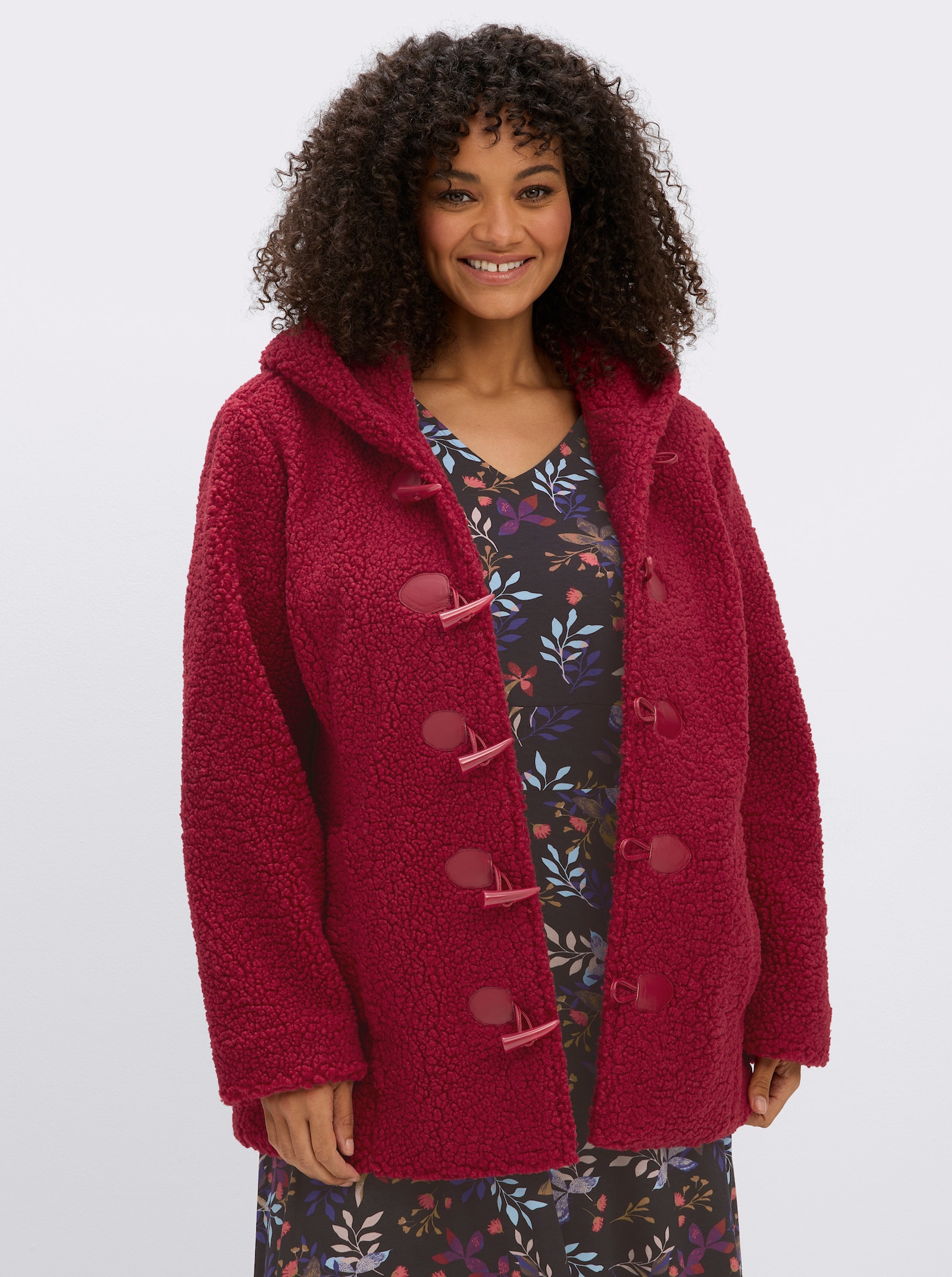 sheego by Joe Browns Teddyjacke mit Knebel-Knöpfen - kirsche