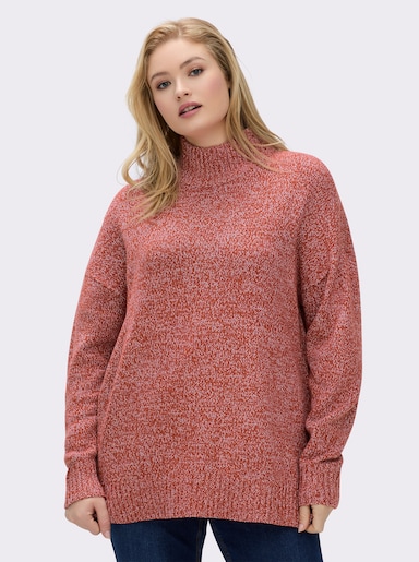sheego Pullover in melierter Strickqualität - rostrot-meliert