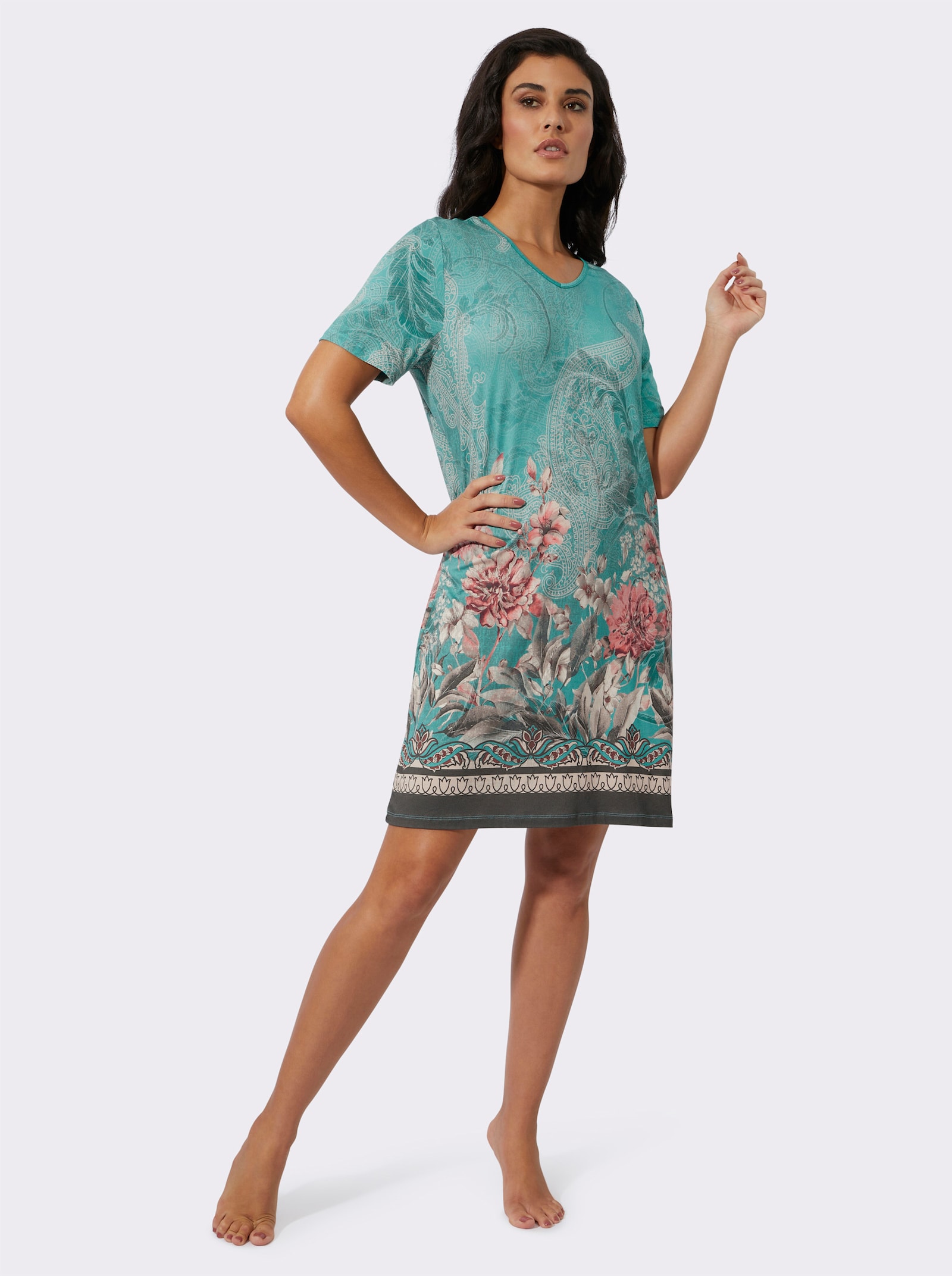 wäschepur Sleepshirt mit Digitaldruck - salbei-bedruckt