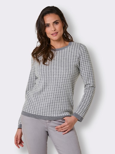 CREATION L PREMIUM Strickpullover aus Wolle - steingrau-champagner-gemustert