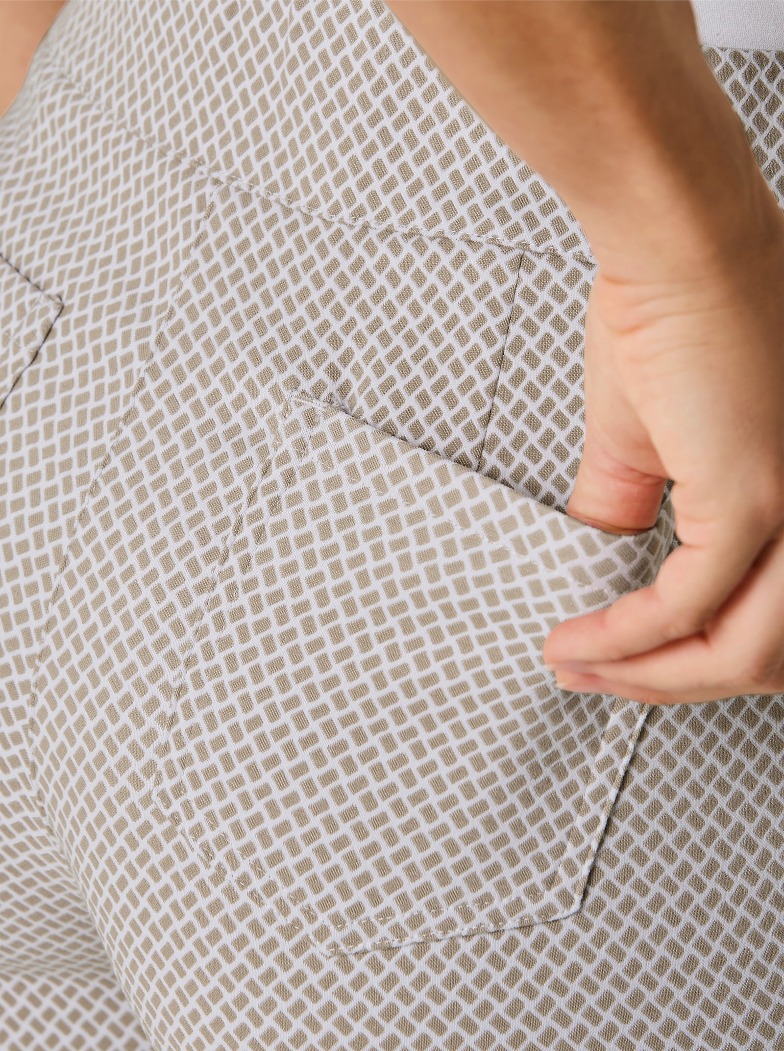 CREATION L PREMIUM Bengalinhose mit Dehnbund - sesam-weiß-gemustert