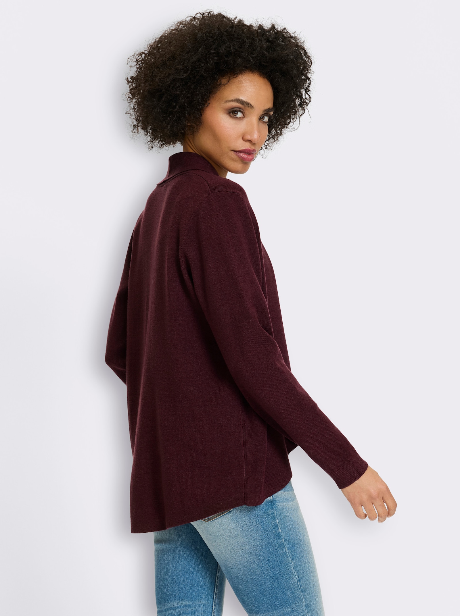 heine Feinstrickjacke mit Schalkragen - burgund