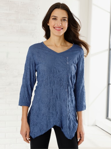 3/4-Arm-Shirt - blau-meliert